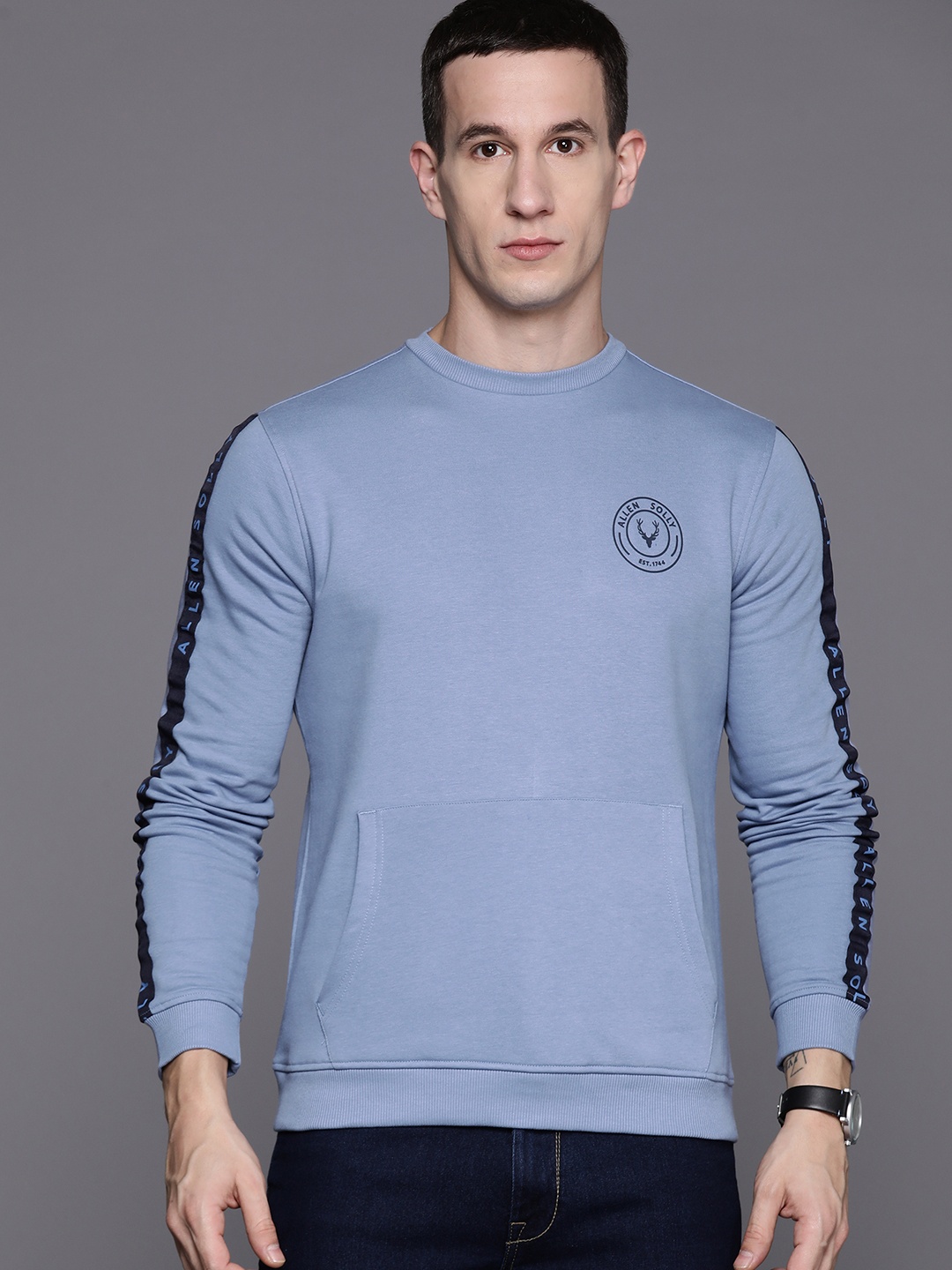 

Allen Solly Brand Logo Printed Contrast Taping Detailed Sweatshirt, Blue