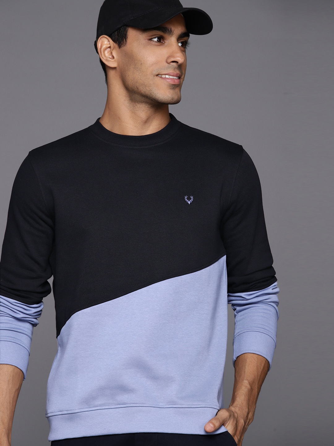 

Allen Solly Solid Colourblocked Sweatshirt, Black