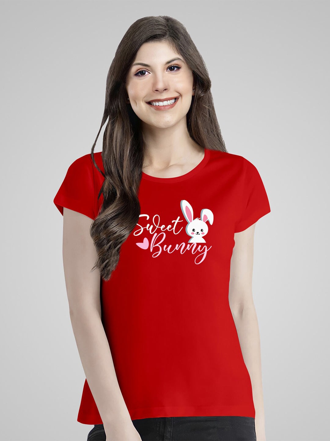 

Pootlu Women Red Printed Extended Sleeves T-shirt