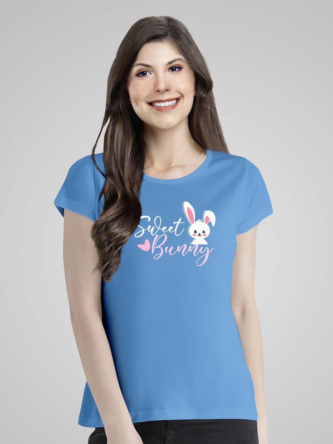 

Pootlu Women Blue Printed T-shirt
