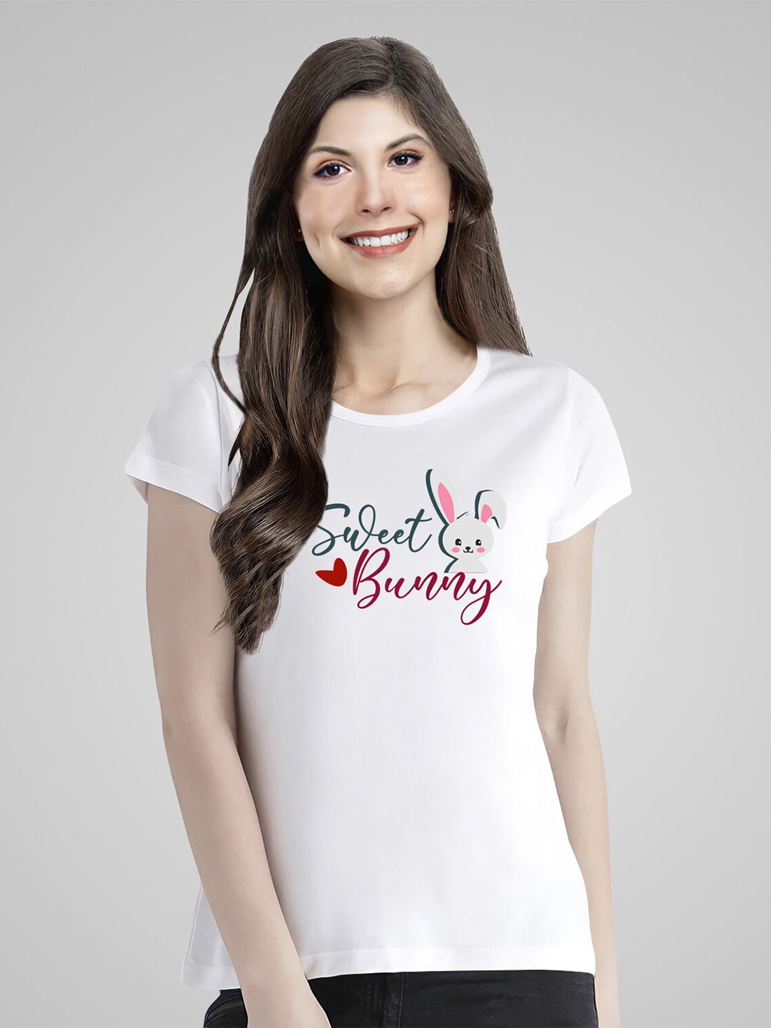 

Pootlu Women White Typography Printed T-shirt