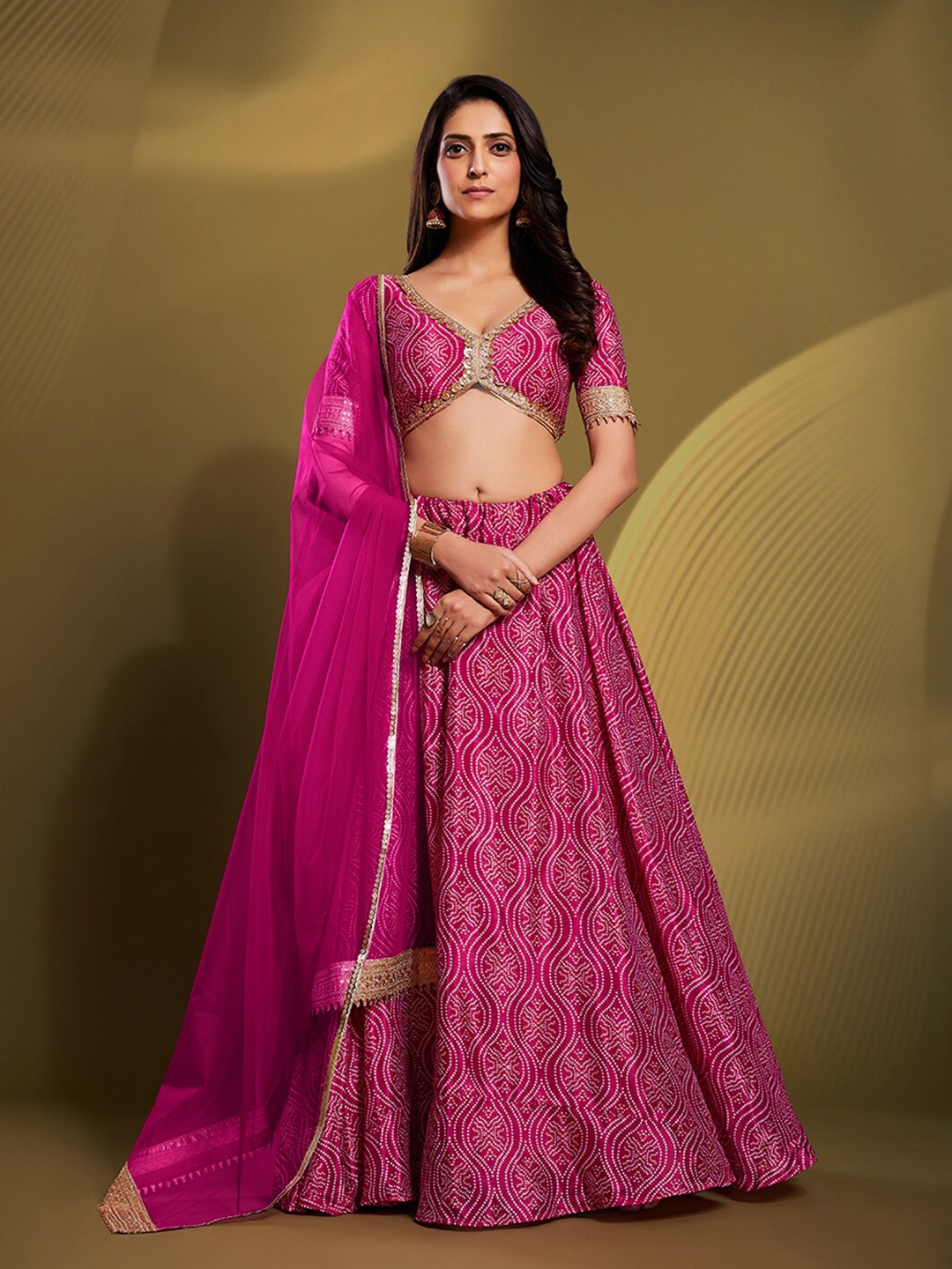 

Fusionic Printed Semi-Stitched Lehenga & Unstitched Blouse With Dupatta, Pink