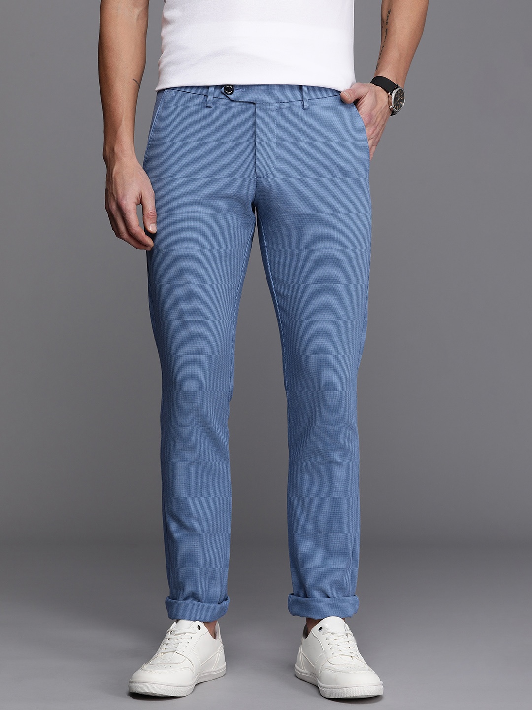 

Allen Solly Men Slim Fit Chinos Trousers, Blue
