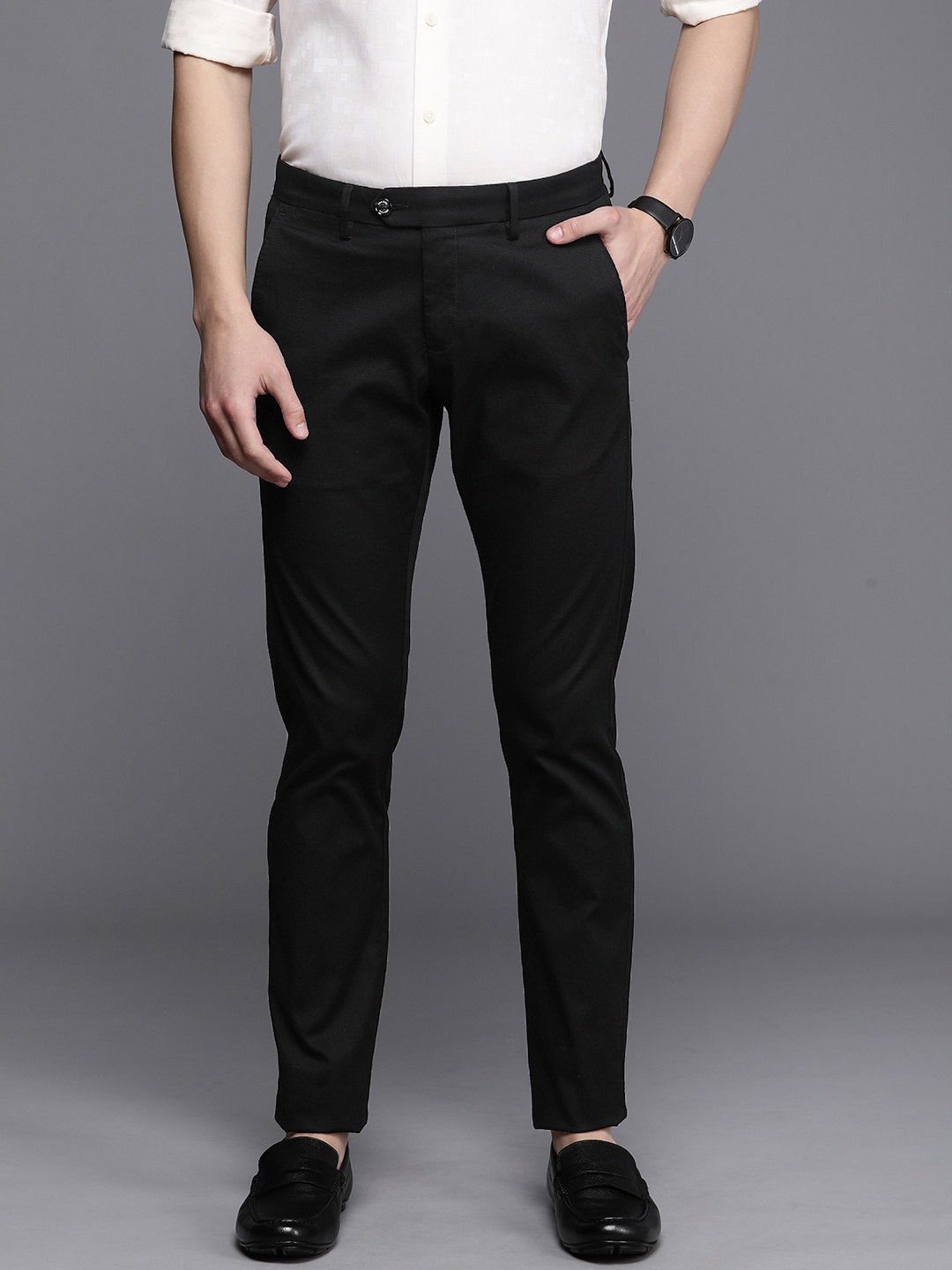 

Allen Solly Men Smart Slim Fit Trousers, Black
