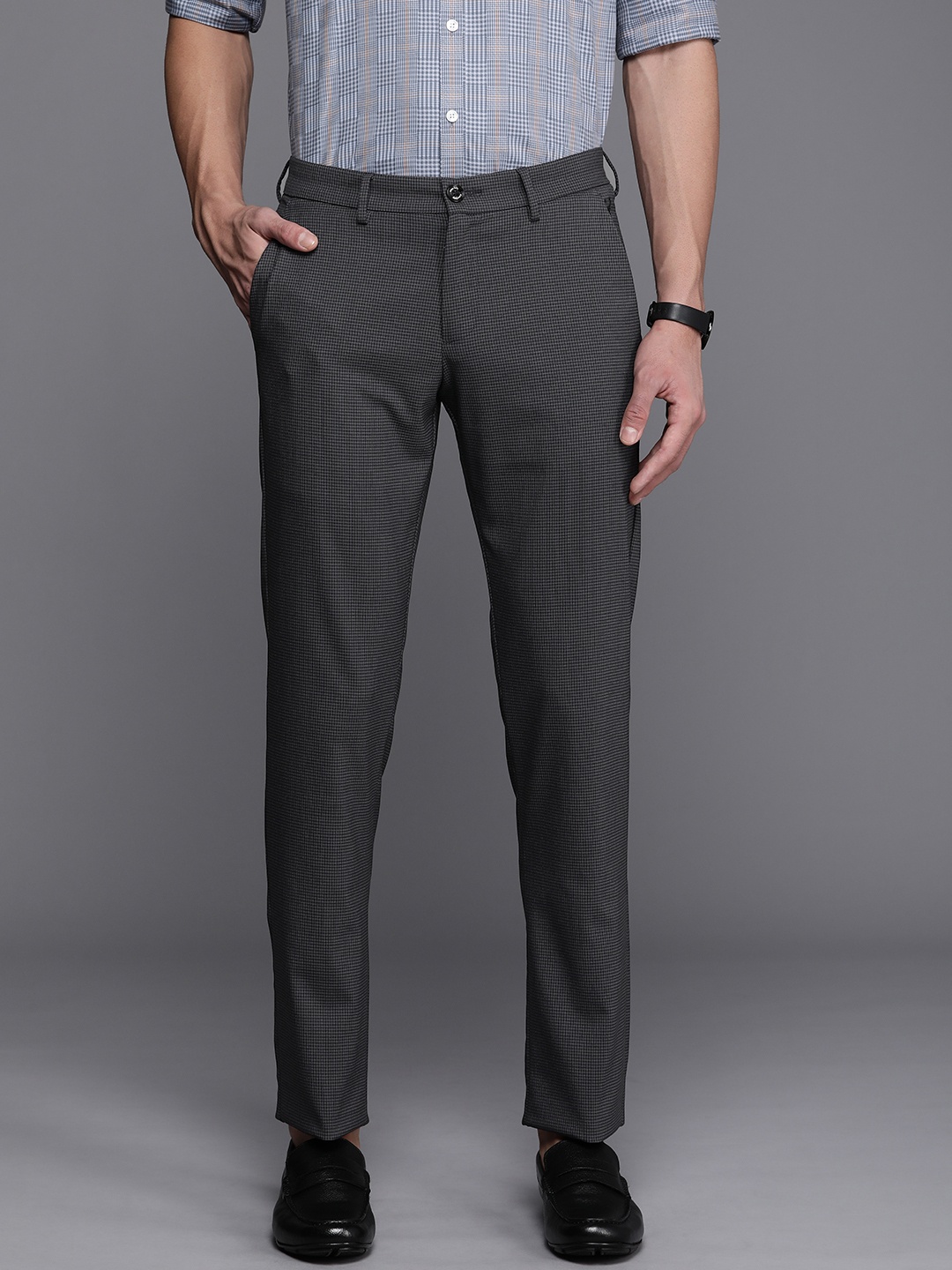 

Allen Solly Men Smart Slim Fit Trousers, Charcoal