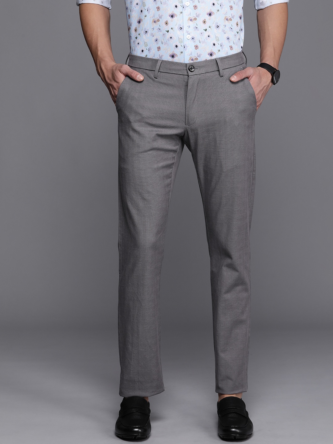 

Allen Solly Men Smart Slim Fit Trousers, Grey