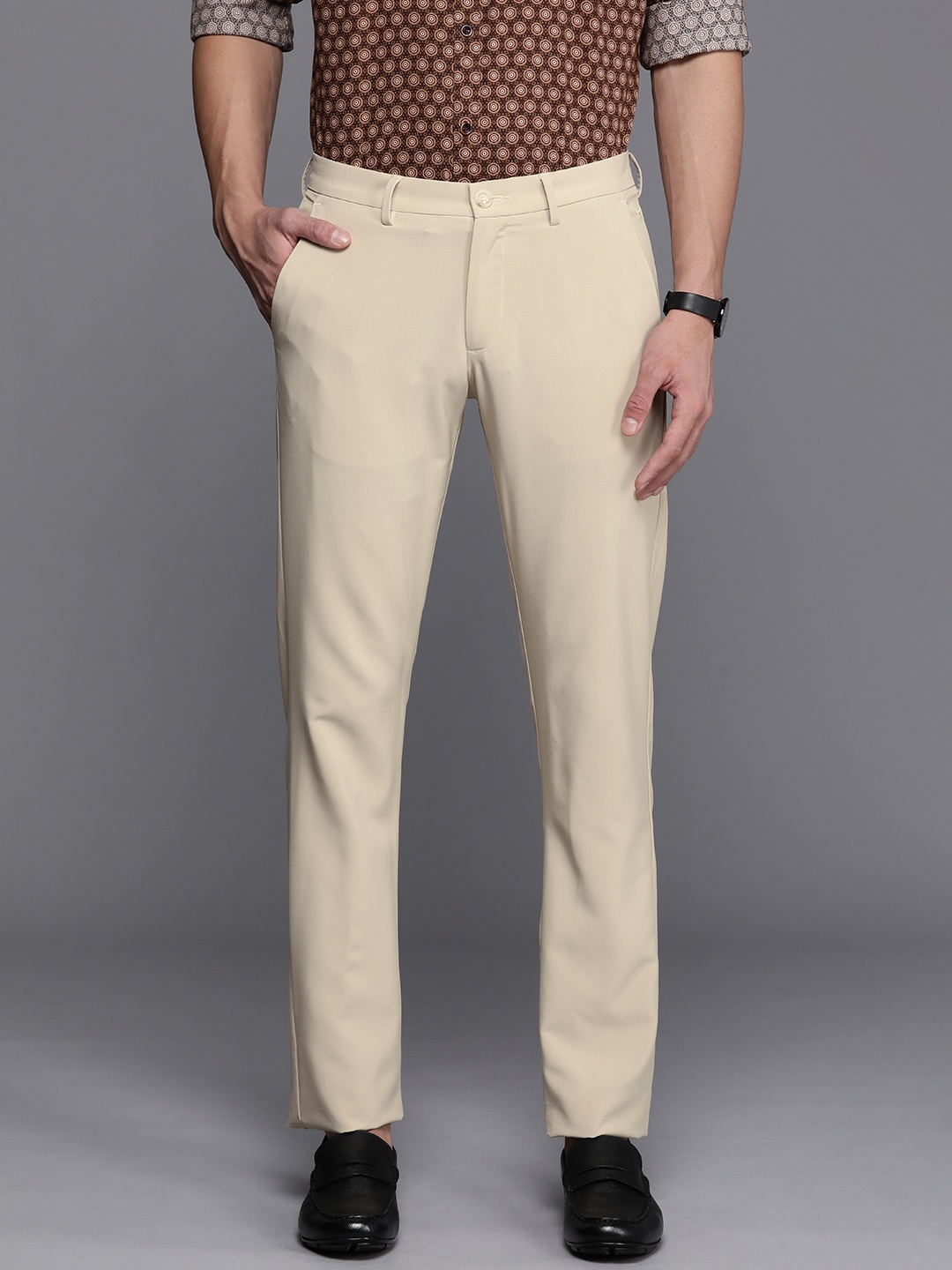 

Allen Solly Men Smart Slim Fit Trousers, Beige