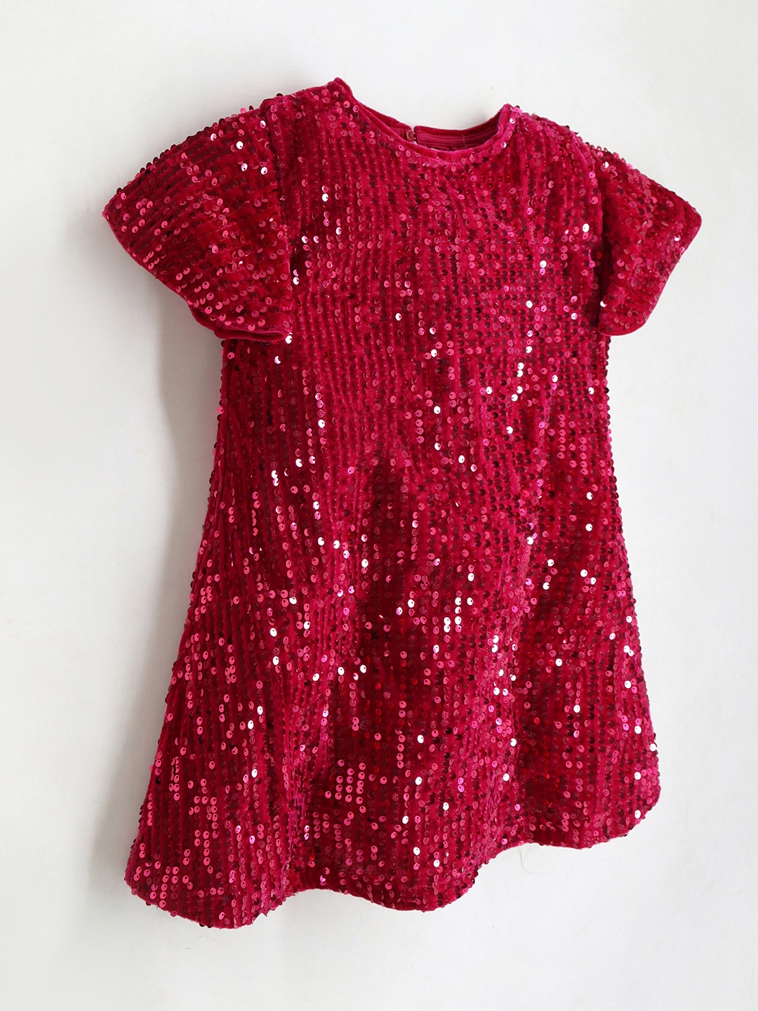 

Cherry Crumble Girls Sequin Embellished Flared Sleeve A-Line Dress, Pink