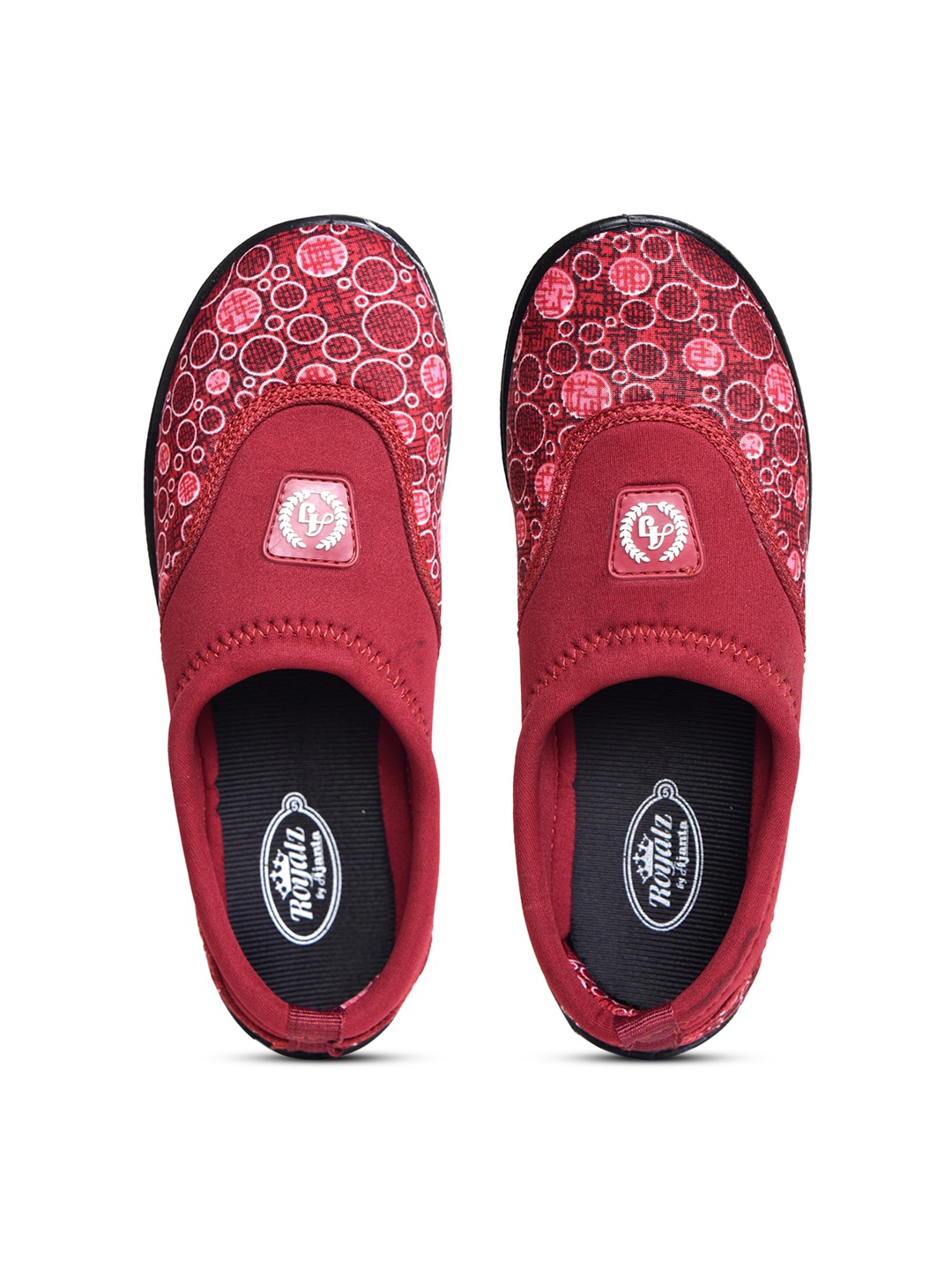 

Ajanta Women Printed Lightweight Comfort Insole Contrast Sole Slip-On Sneakers, Maroon