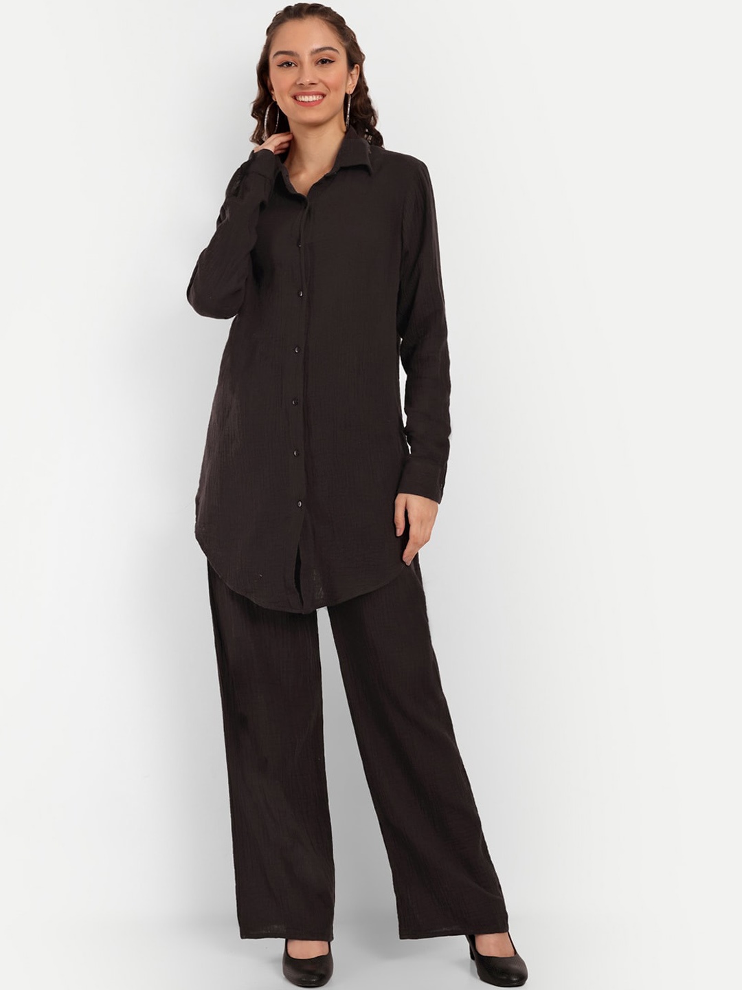 

OTORVA Women Coffee Brown Loose Fit High-Rise Parallel Trousers
