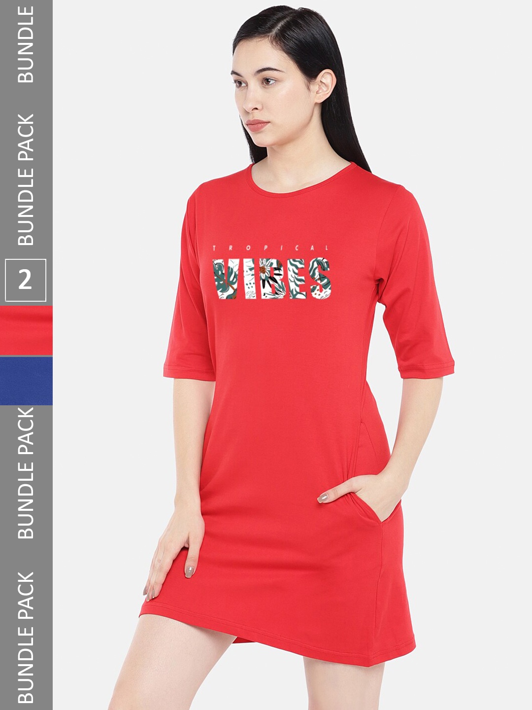 

STATUS MANTRA Multicoloured Print T-shirt Dress, Multi