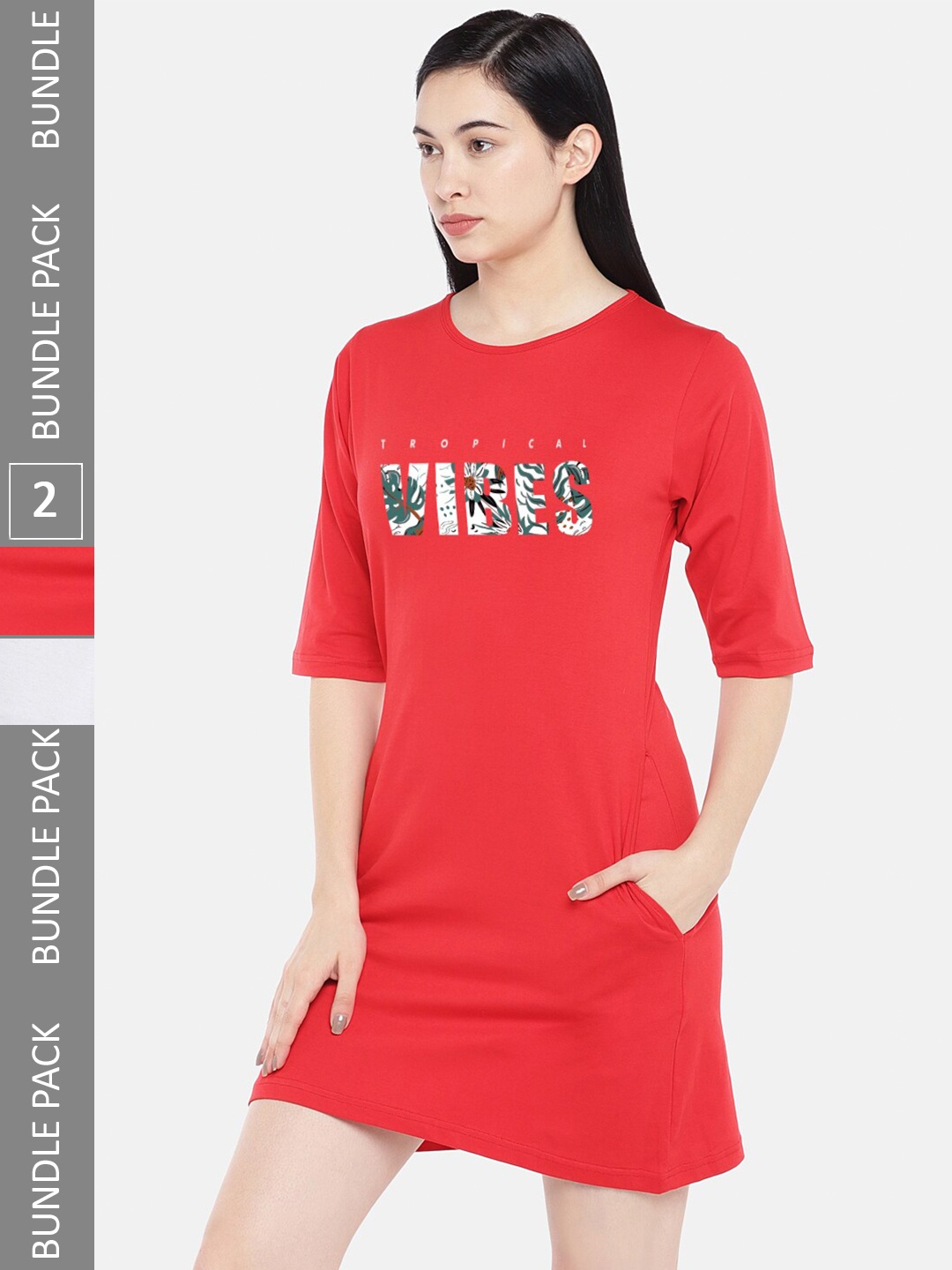 

STATUS MANTRA Multicoloured Print T-shirt Dress, Multi