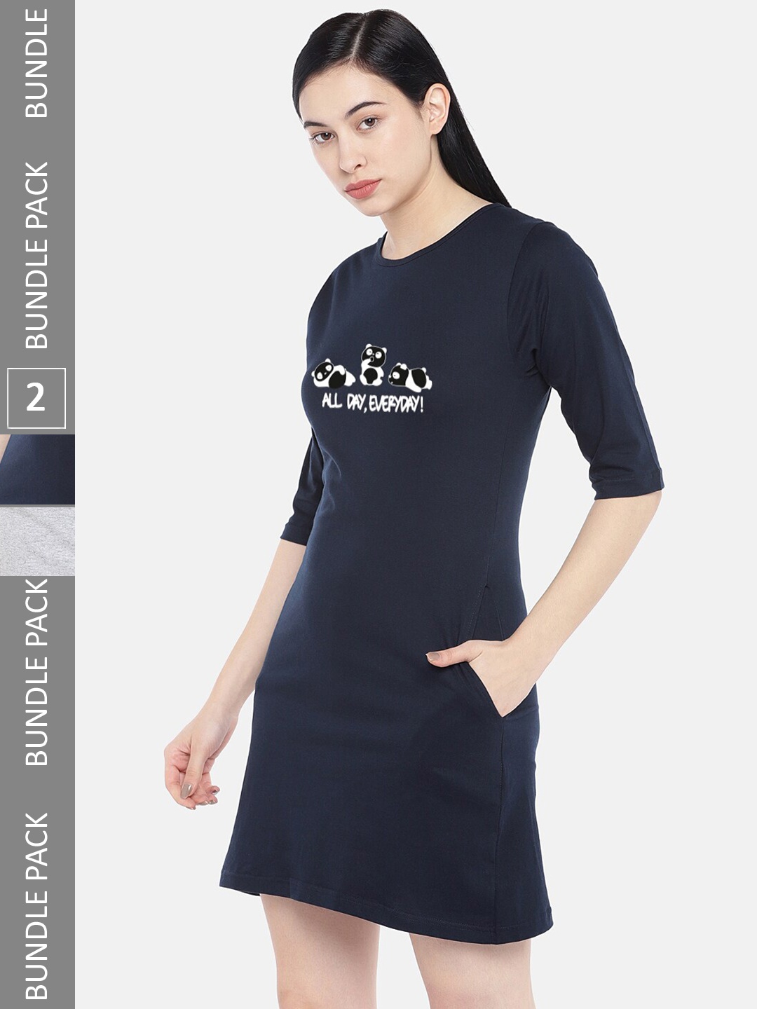 

STATUS MANTRA Multicoloured Print T-shirt Dress, Multi