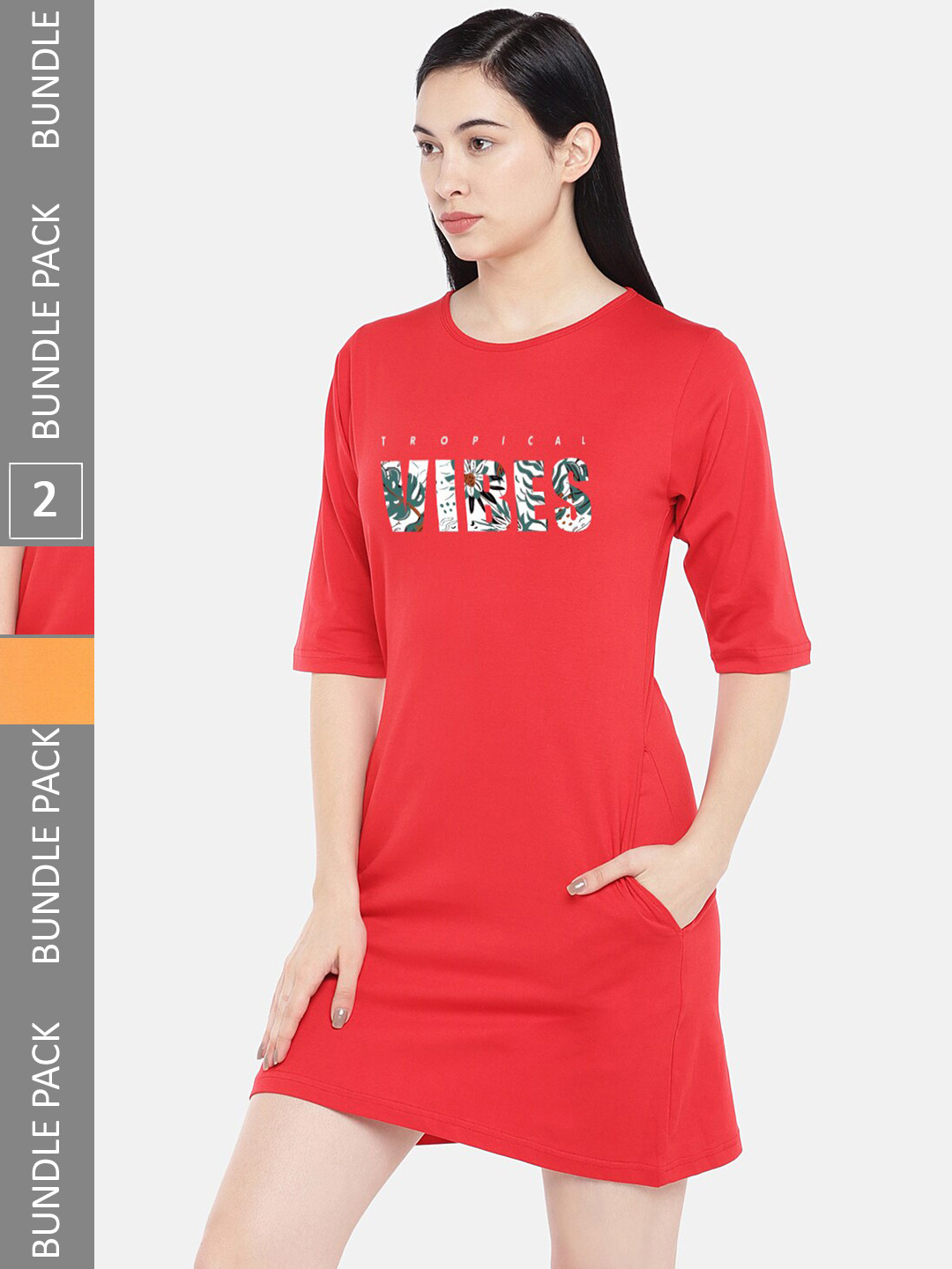 

STATUS MANTRA Multicoloured Print T-shirt Dress, Multi