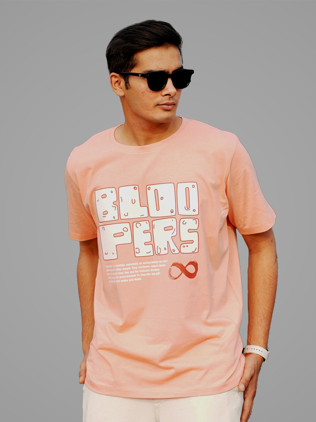 

Bloopers Store Typography Printed Pure Cotton Loose T-shirt, Peach