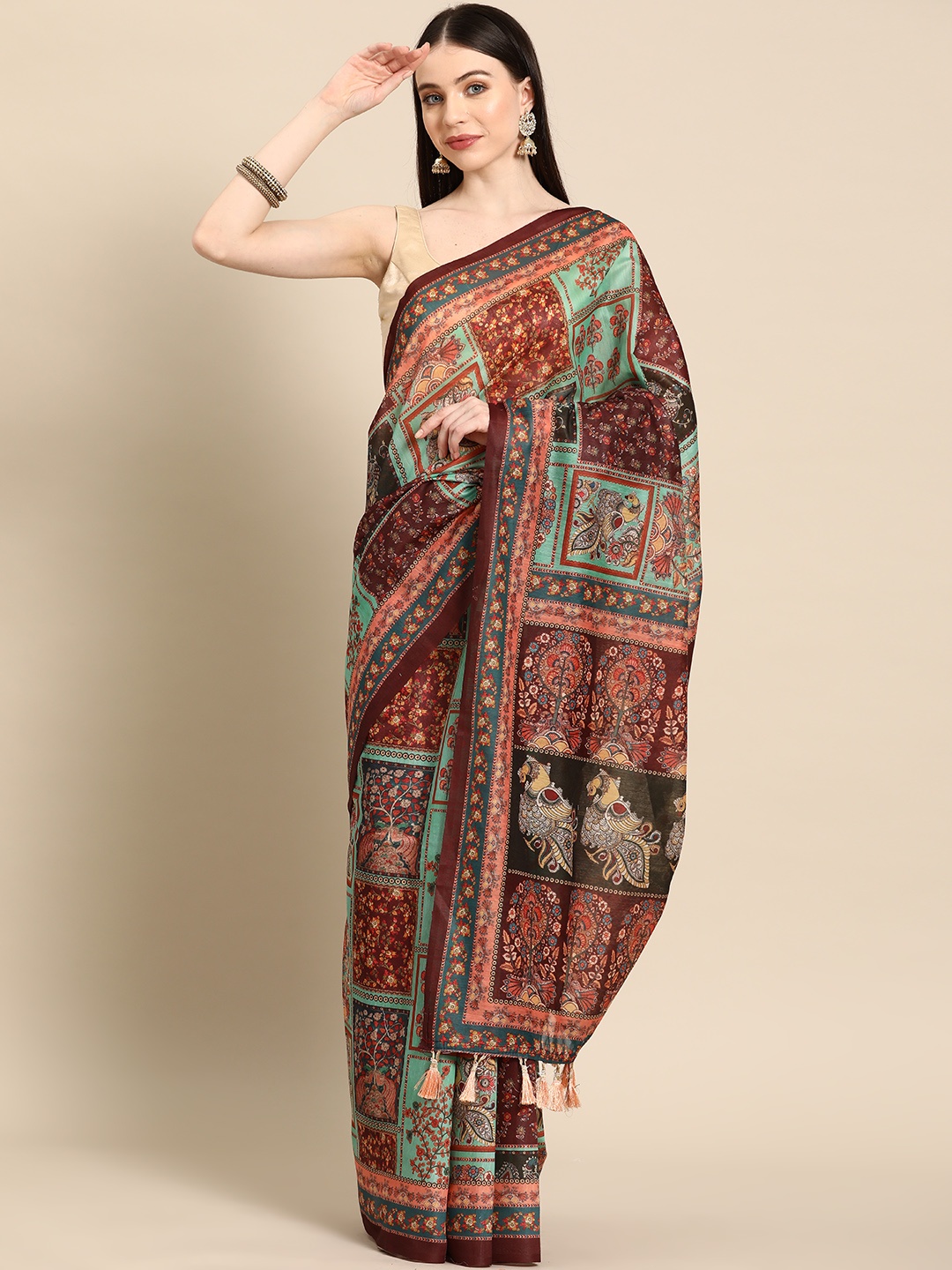 

Tasarika Kalamkari Saree, Brown