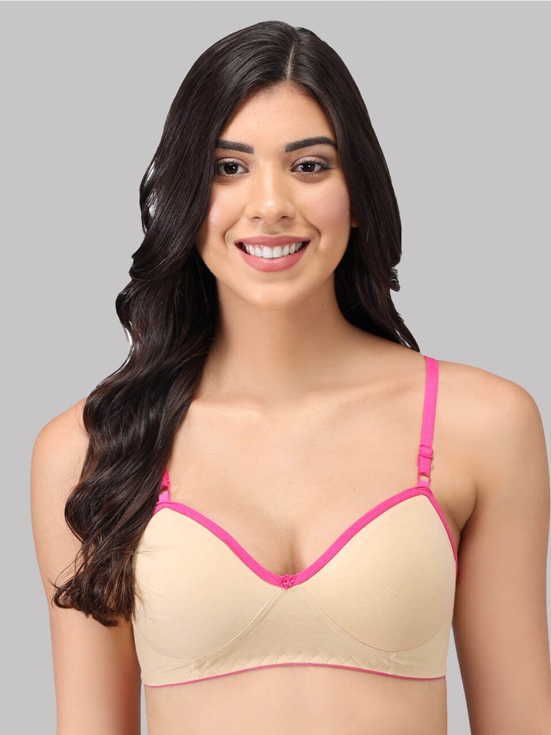 

Imsa Moda Non-Wired Lightly Padded All Day Comfort Seamless T-Shirt Bra, Beige