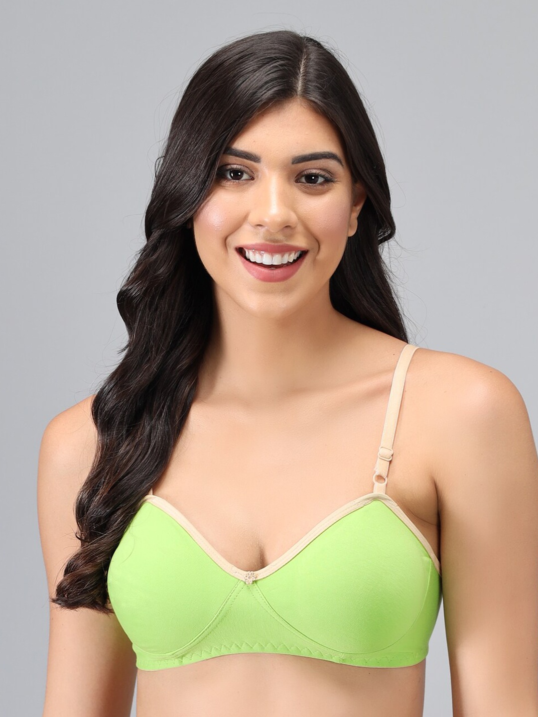 

Imsa Moda Non-Wired Lightly Padded All Day Comfort Seamless T-Shirt Bra, Lime green