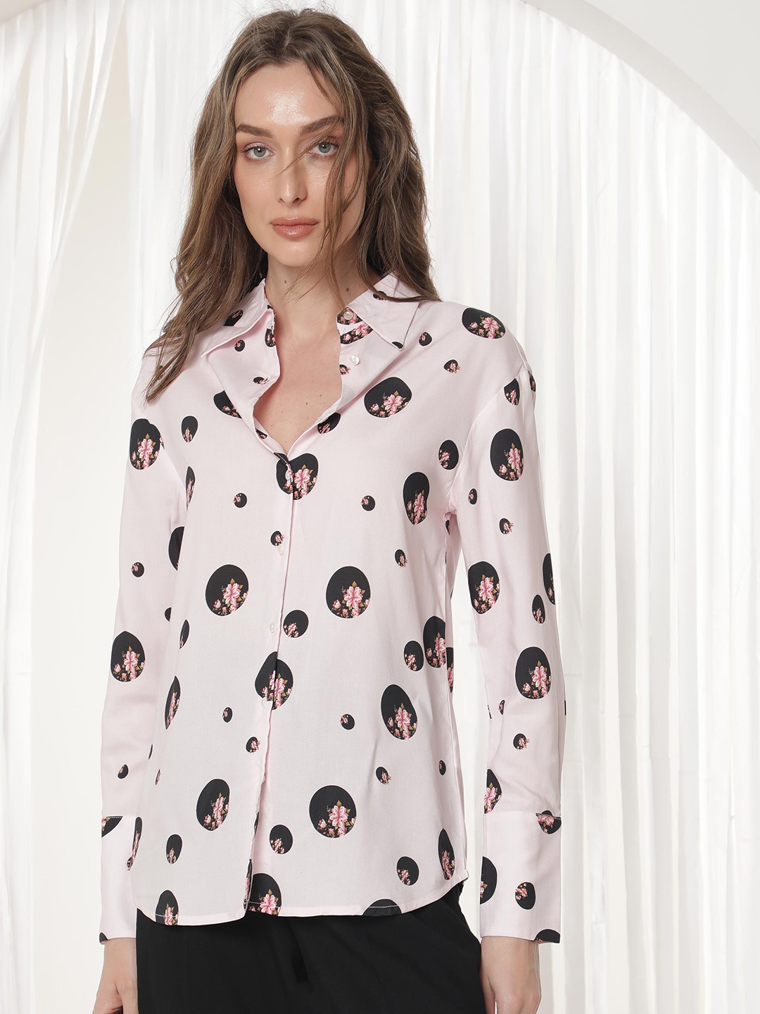

RAREISM Conversational Printed Shirt Style Top, Pink