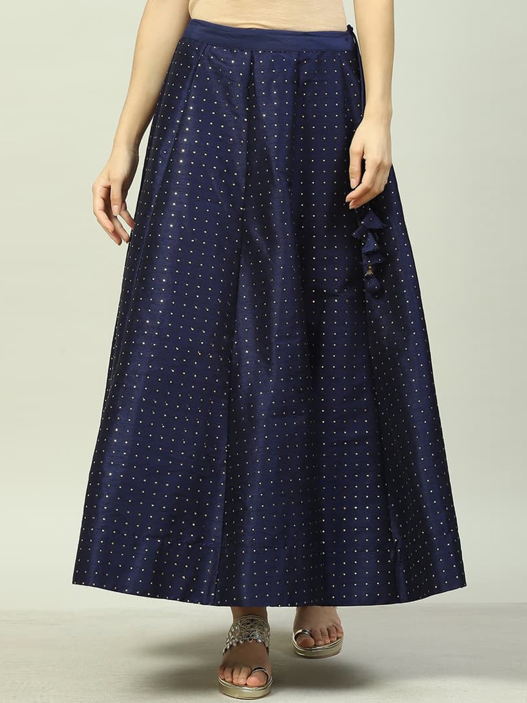 

Biba Embellished Flared Maxi Skirt, Navy blue