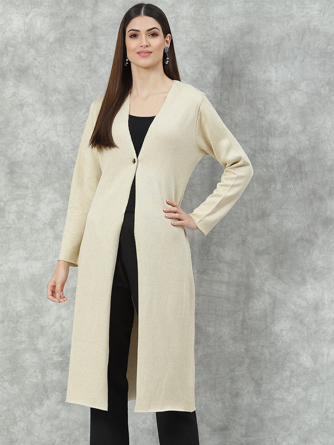

Biba Women Longline Button Shrug, Beige