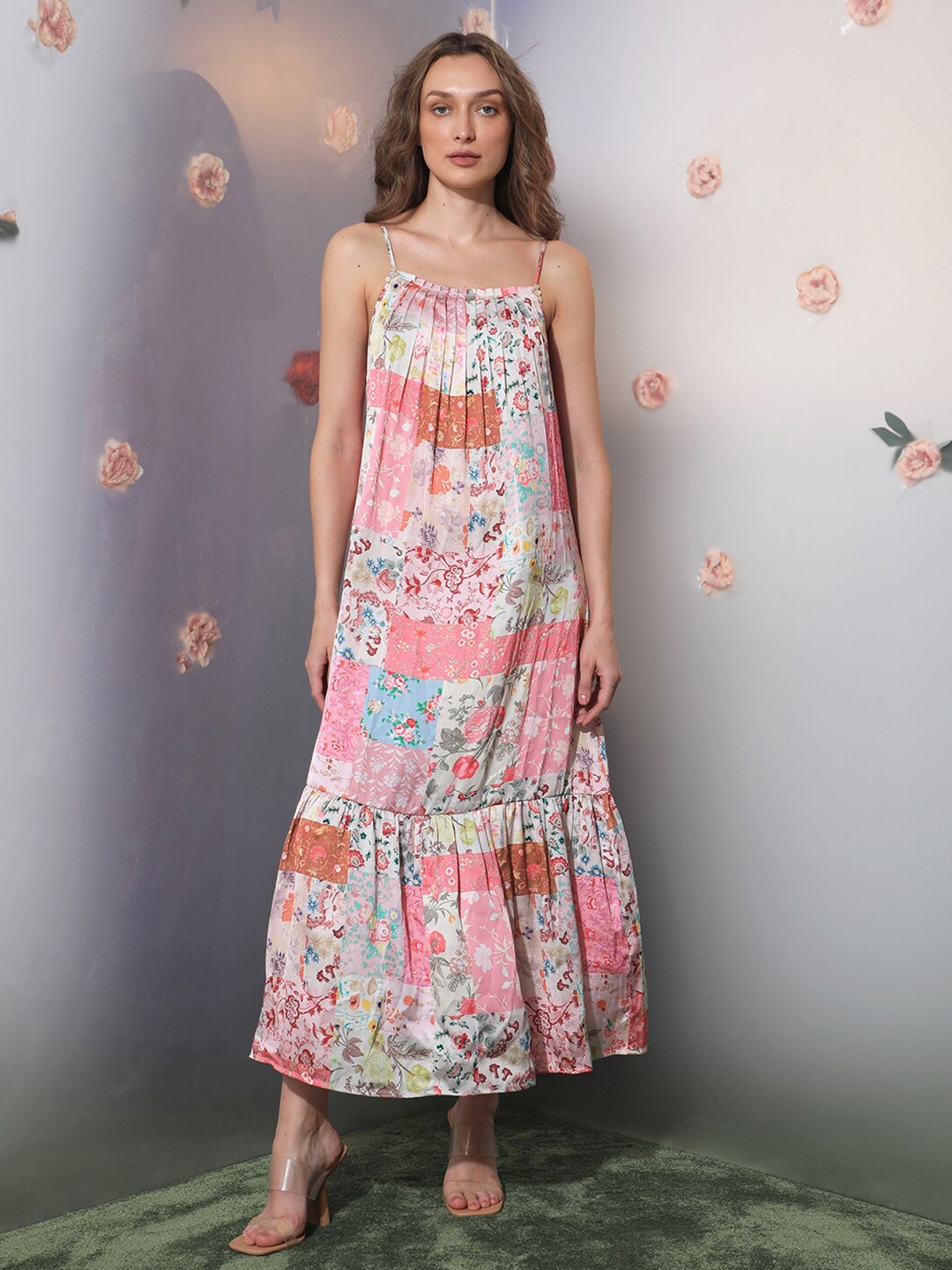 

RAREISM Floral Printed Maxi Midi Dress, Pink