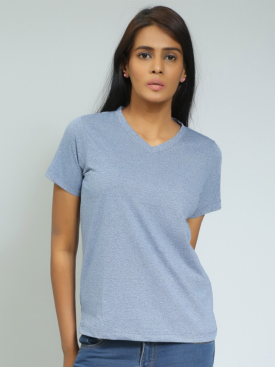 

Mast & Harbour Blue V-Neck Pure Cotton T-shirt