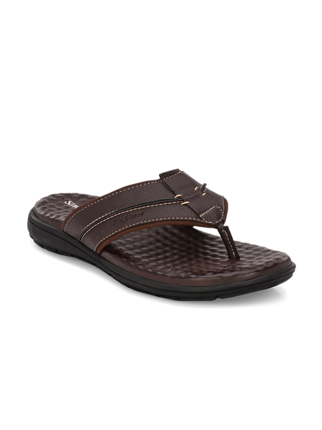 

San Frissco Men Open Toe Sweat Free Expreience Comfort Sandals, Brown