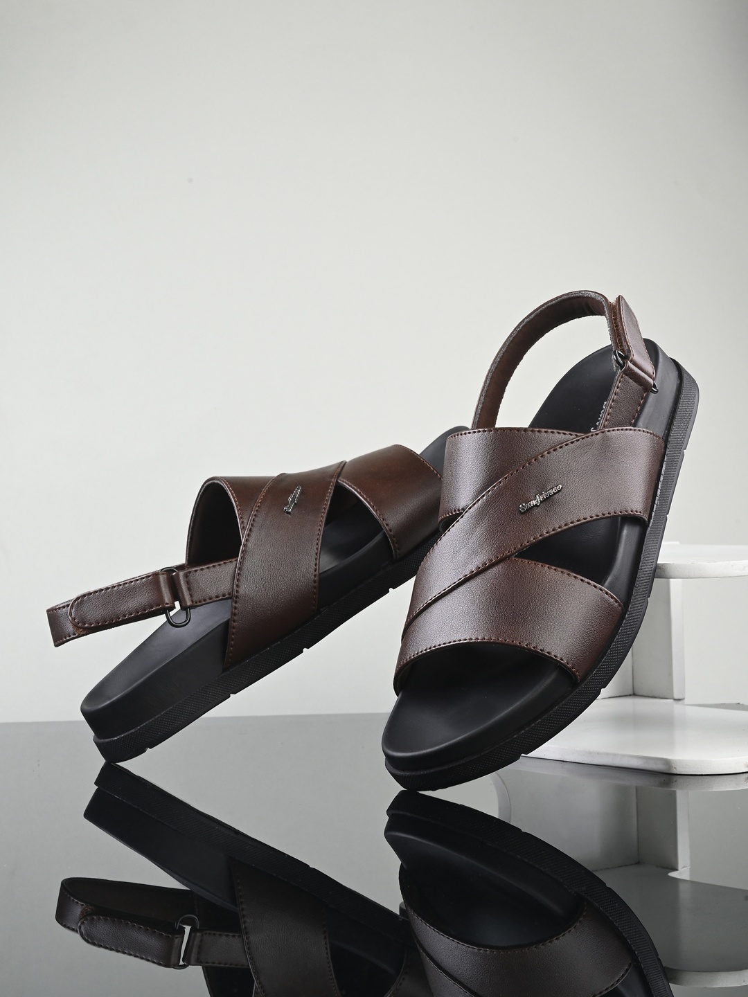 

San Frissco Men Open Toe Comfort Sandals With Backstrap, Brown