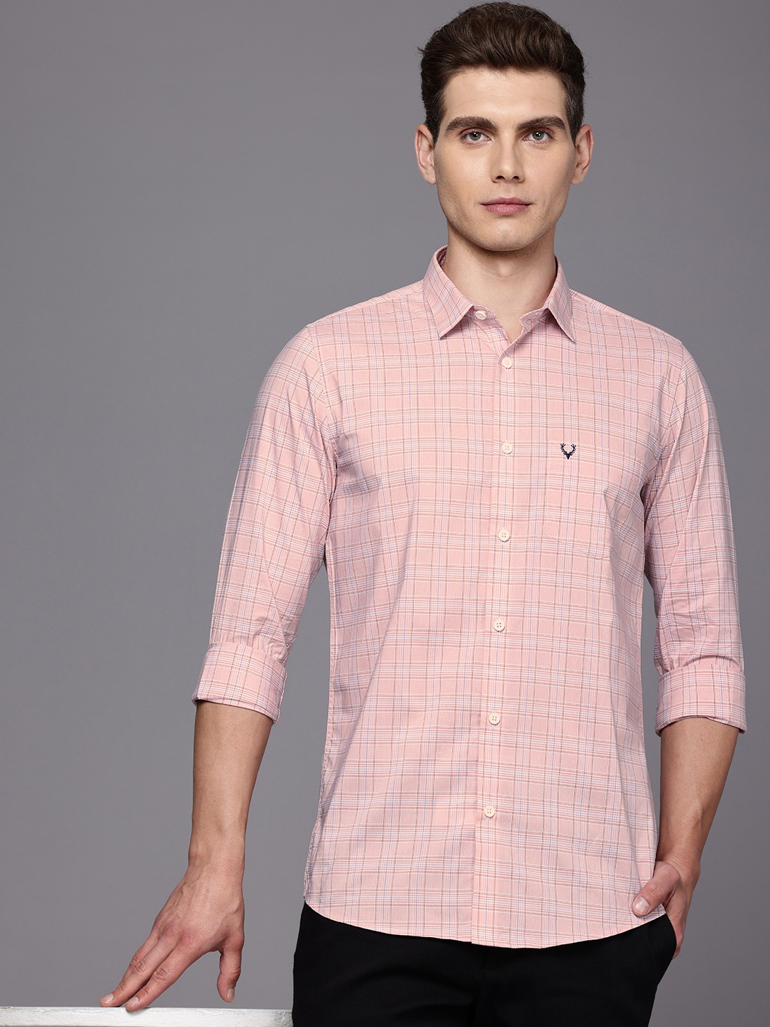 

Allen Solly Modern Fit Slim Fit Tartan Checks Opaque Casual Shirt, Pink