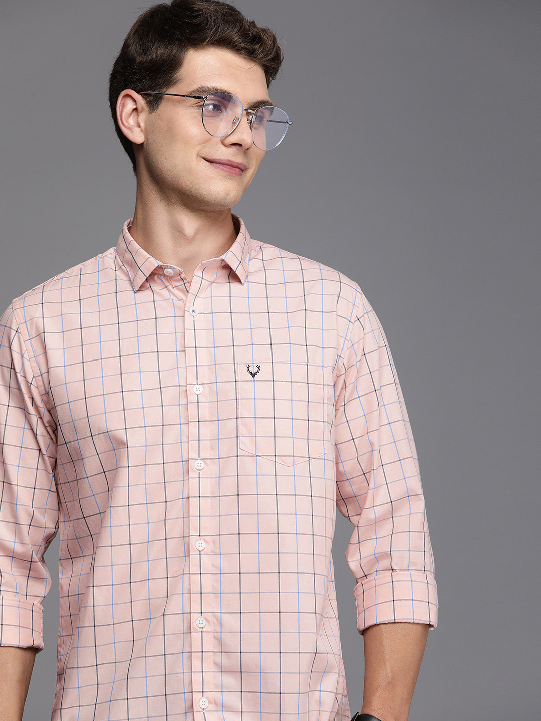 

Allen Solly Men Pure Cotton Tartan Checks Casual Shirt, Peach