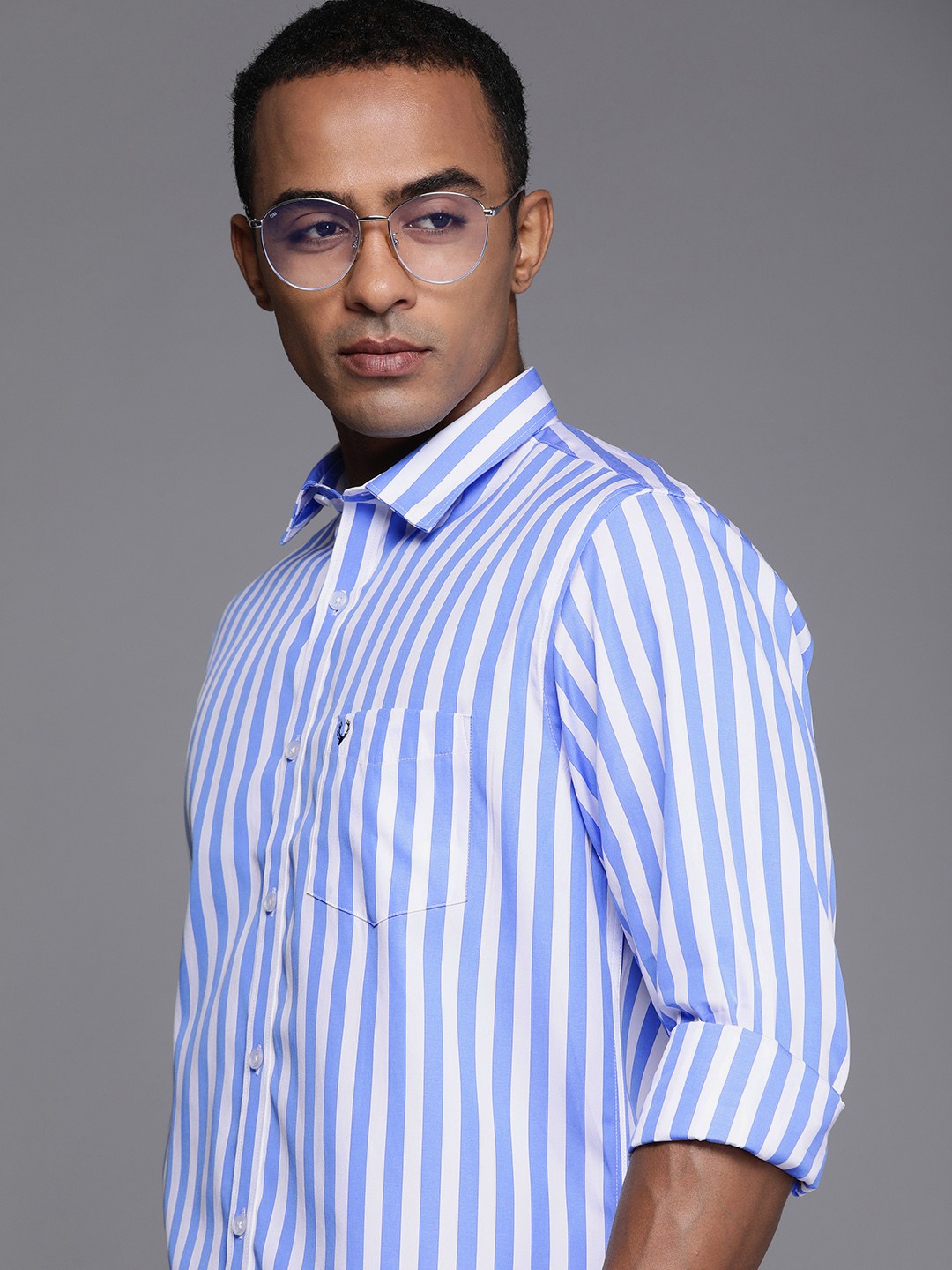 

Allen Solly Pure Cotton Sport Opaque Striped Casual Shirt, Blue
