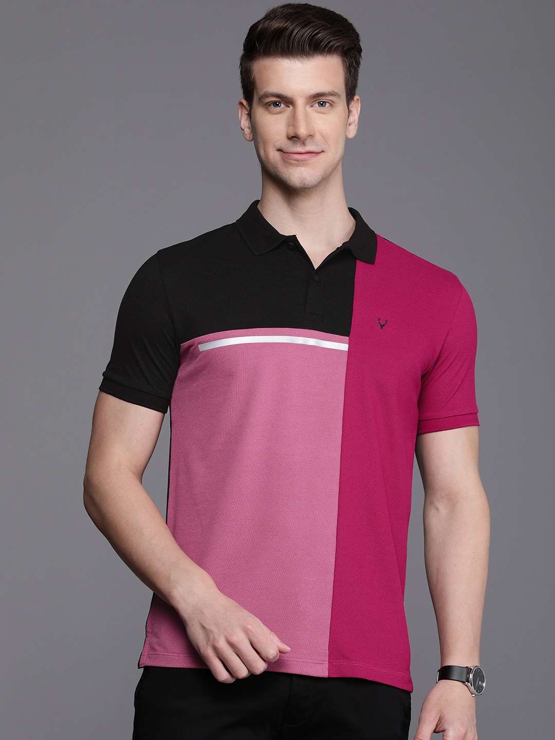 

Allen Solly Men Colourblocked Polo Collar T-shirt, Black