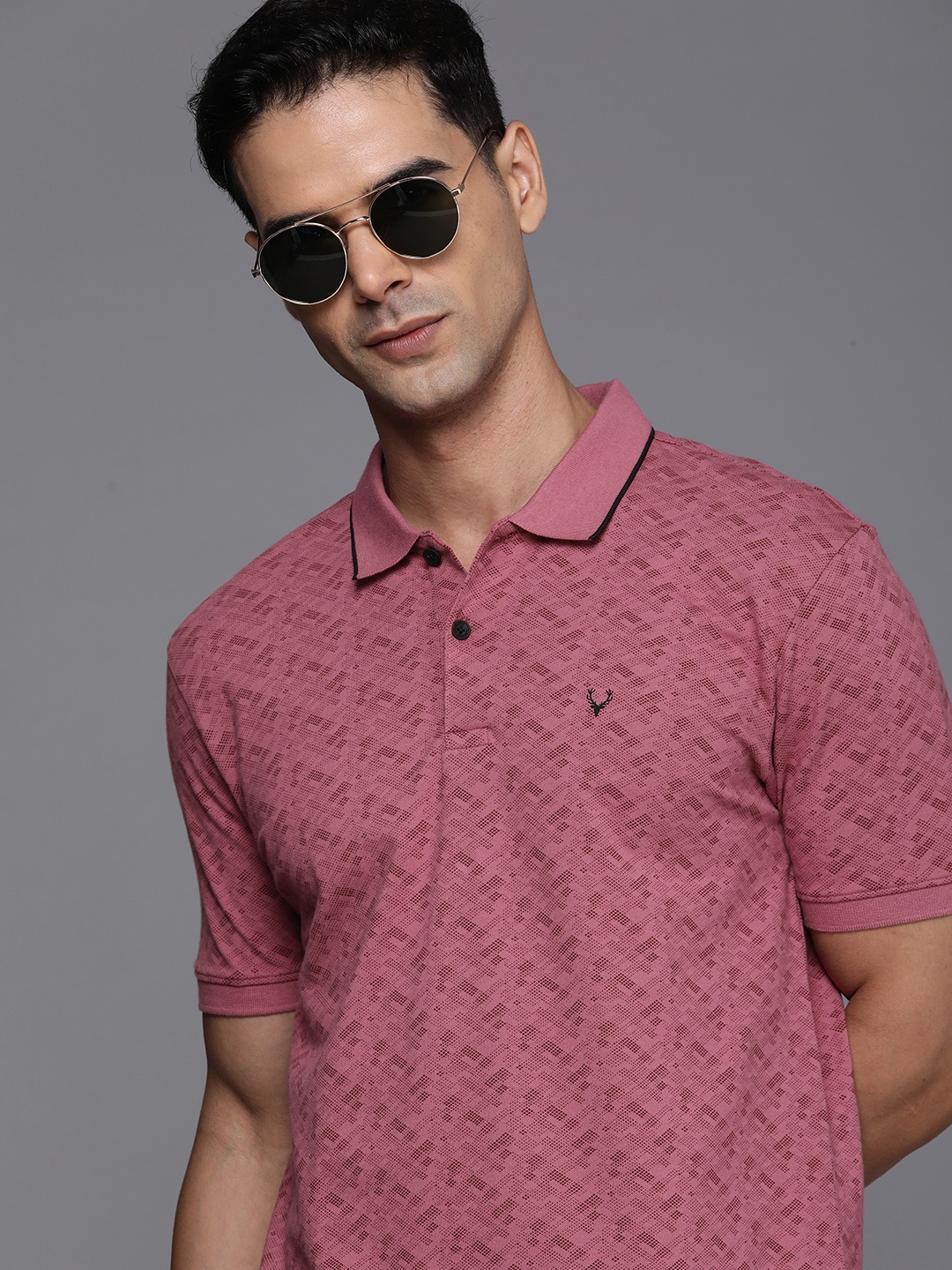 

Allen Solly Geometric Printed Polo Collar T-shirt, Pink