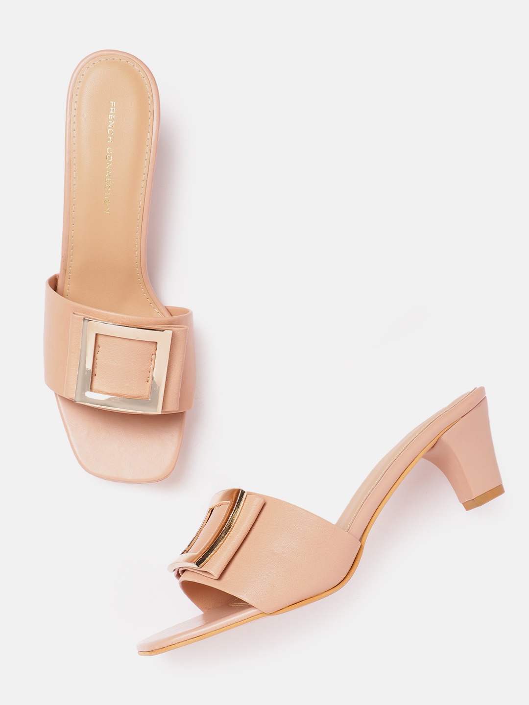 

FCUK Metallic Detail Block Heel, Nude