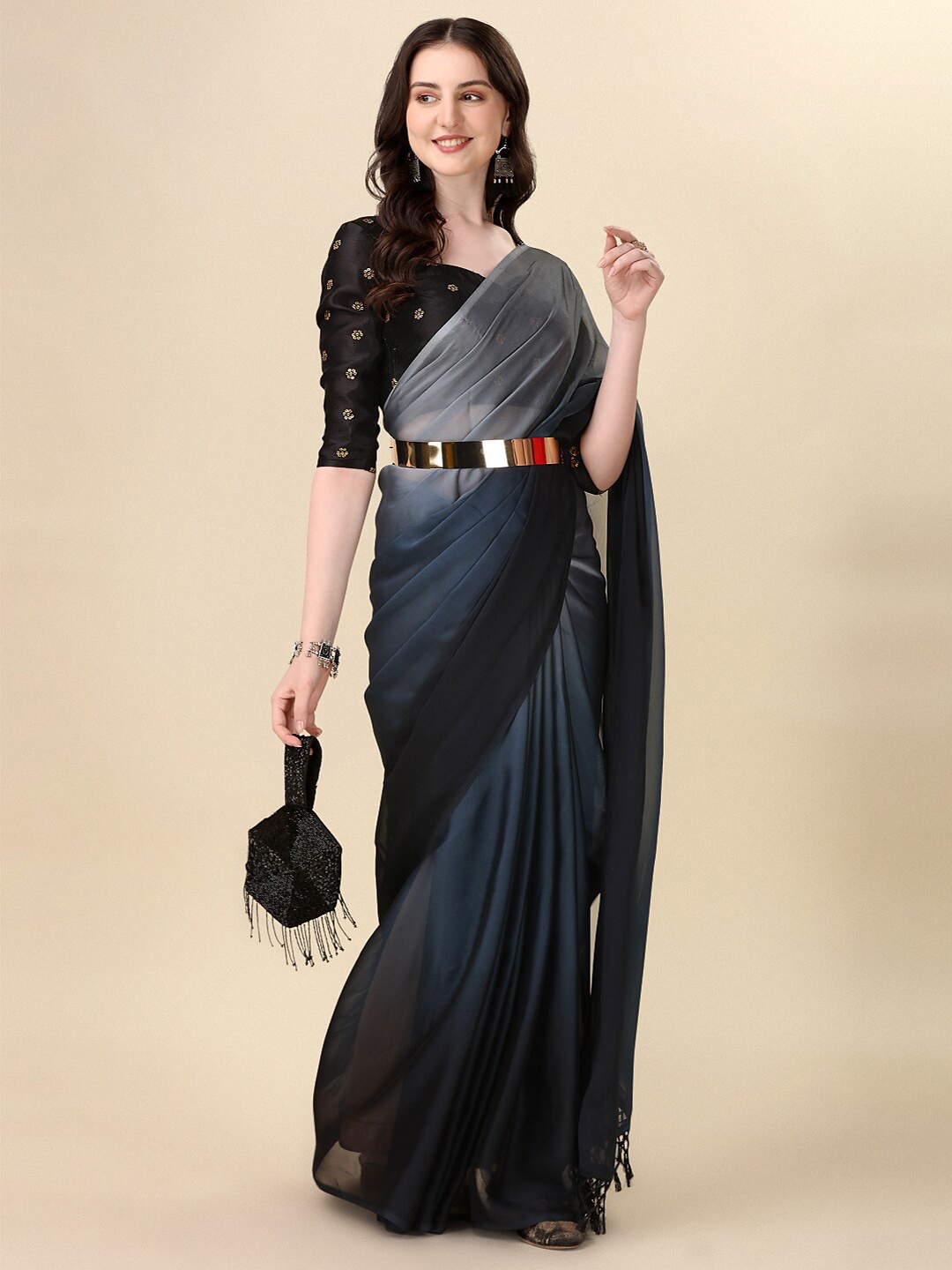 

Mitera Grey Ombre Silk Blend Saree