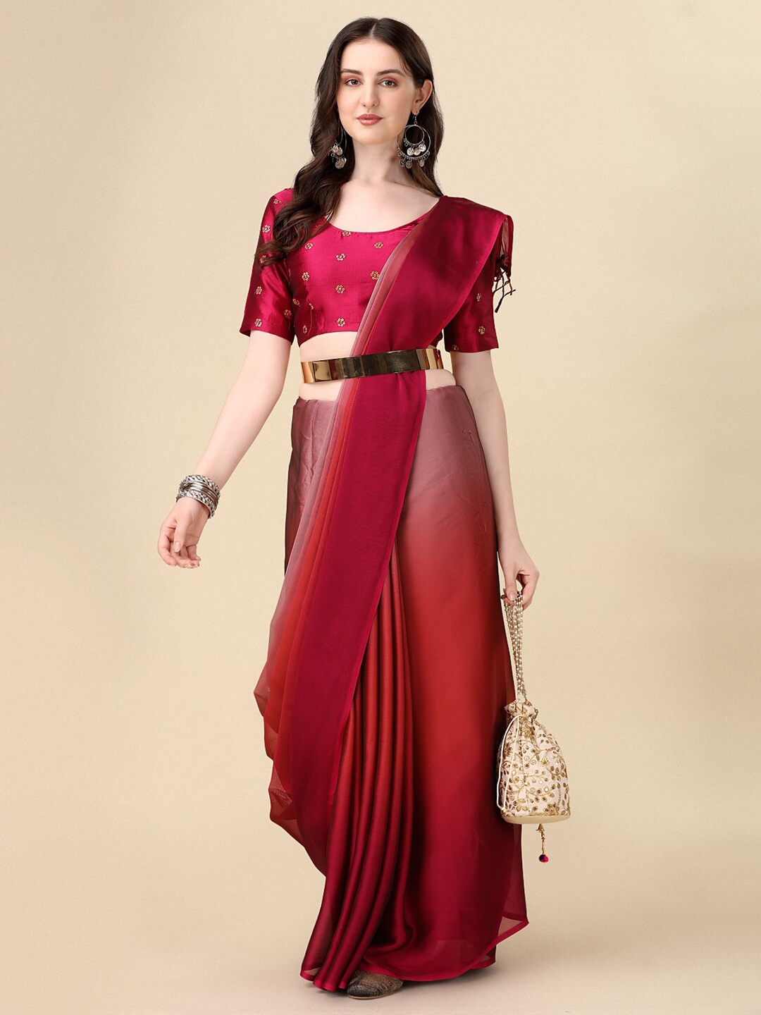 

Mitera Pink Ombre Silk Blend Saree