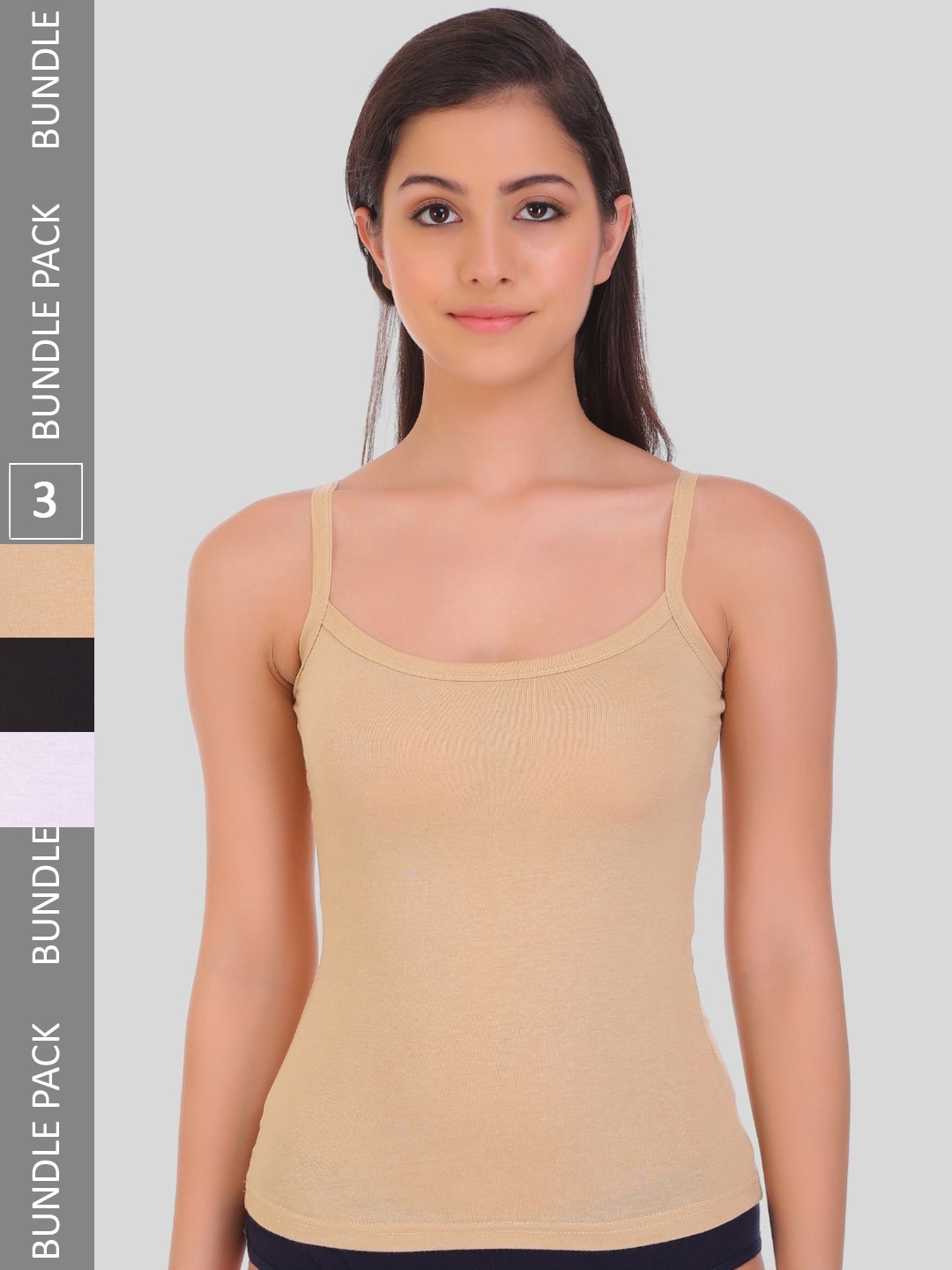 

POOJA RAGENEE Pack Of 3 Pure Cotton Camisoles, White