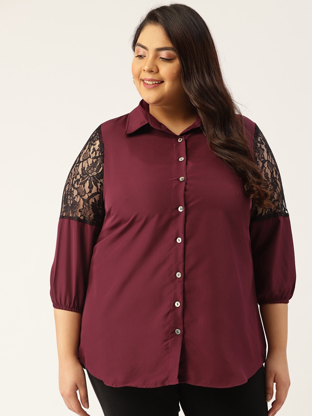 

theRebelinme Opaque Spread Collar Party Shirt, Purple