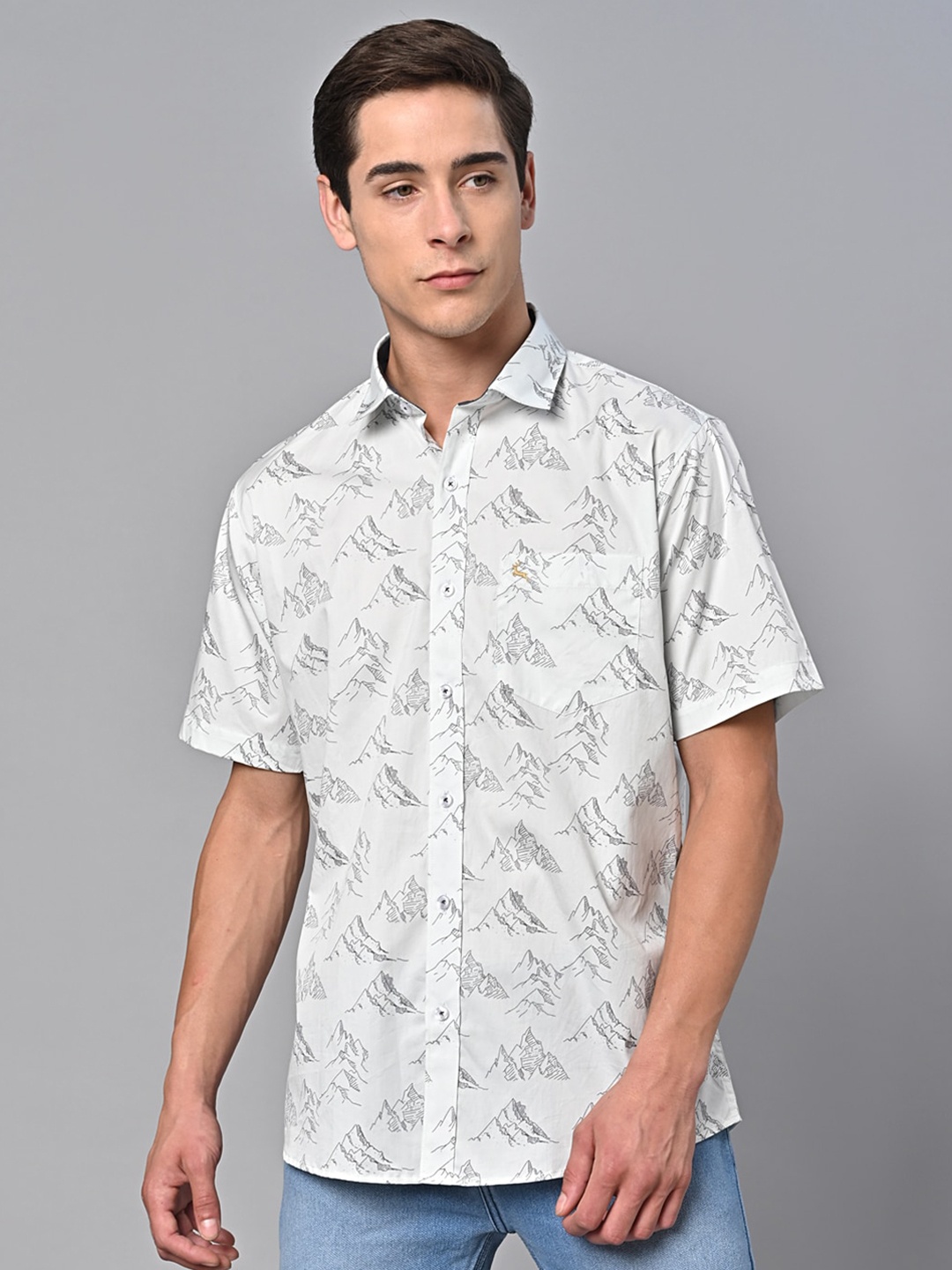 

VALBONE Comfort Opaque Printed Semiformal Cotton Shirt, White