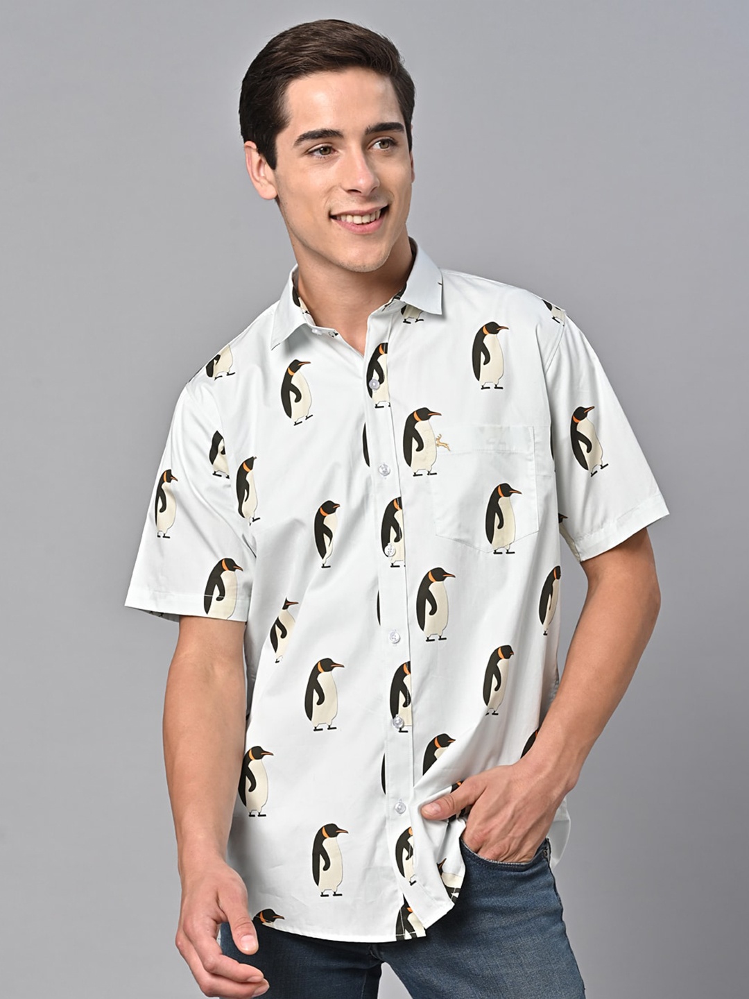 

VALBONE Comfort Opaque Printed Semiformal Cotton Shirt, White