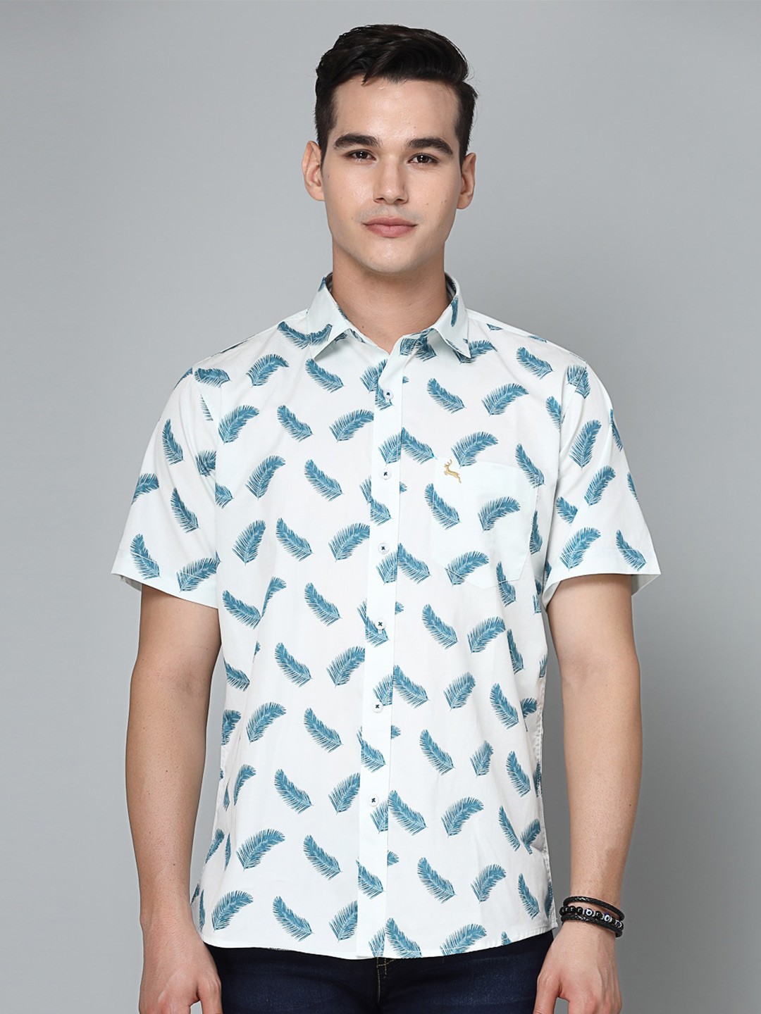 

VALBONE Comfort Opaque Printed Semiformal Cotton Shirt, White