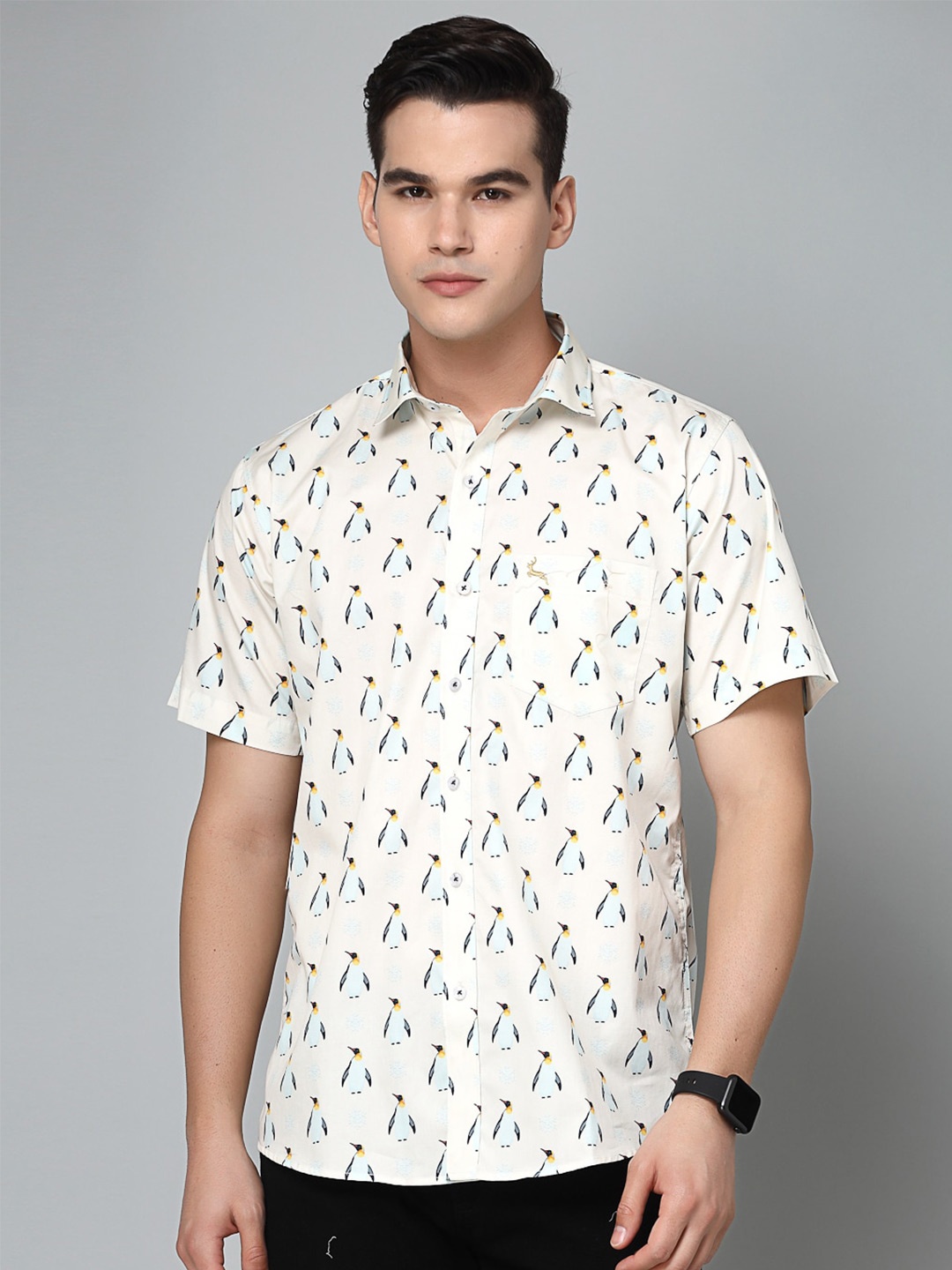 

VALBONE Comfort Conversational Printed Cotton Casual Shirt, Peach