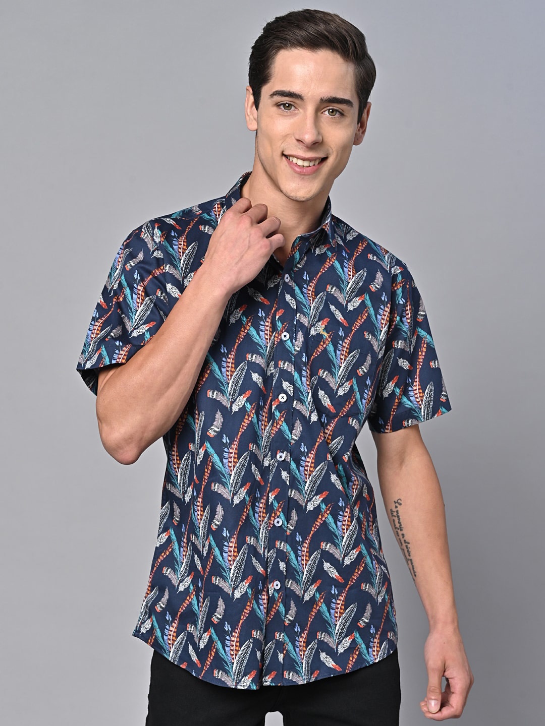 

VALBONE Comfort Opaque Printed Cotton Casual Shirt, Blue