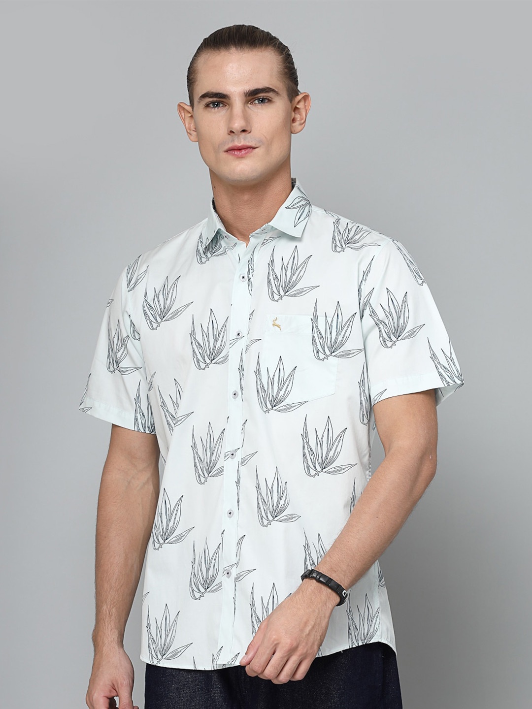 

VALBONE Comfort Opaque Printed Cotton Casual Shirt, White