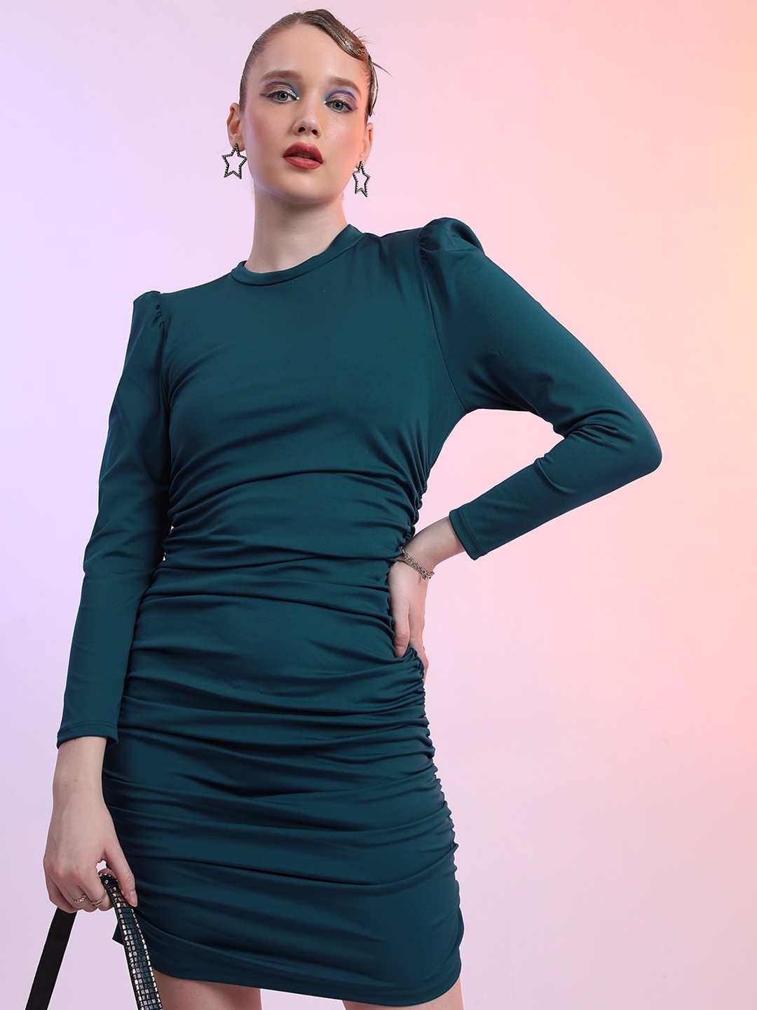 

Tokyo Talkies Teal Green High Neck Bodycon Dress