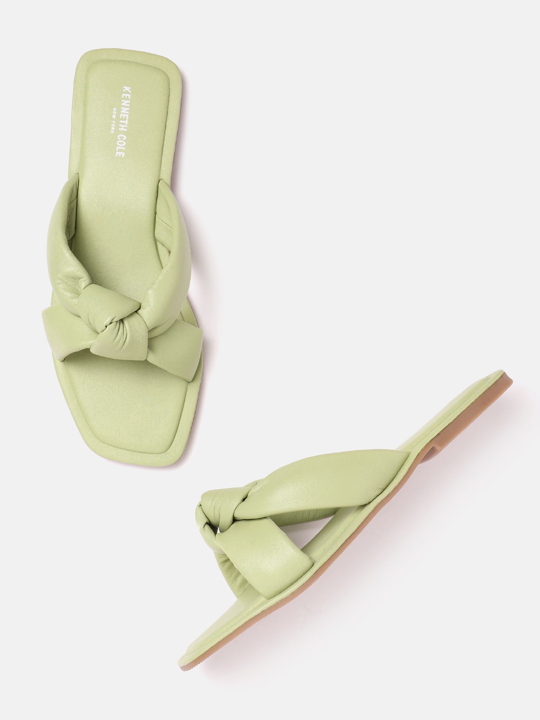 

Kenneth Cole Women Knot Detail Open Toe Flats, Green