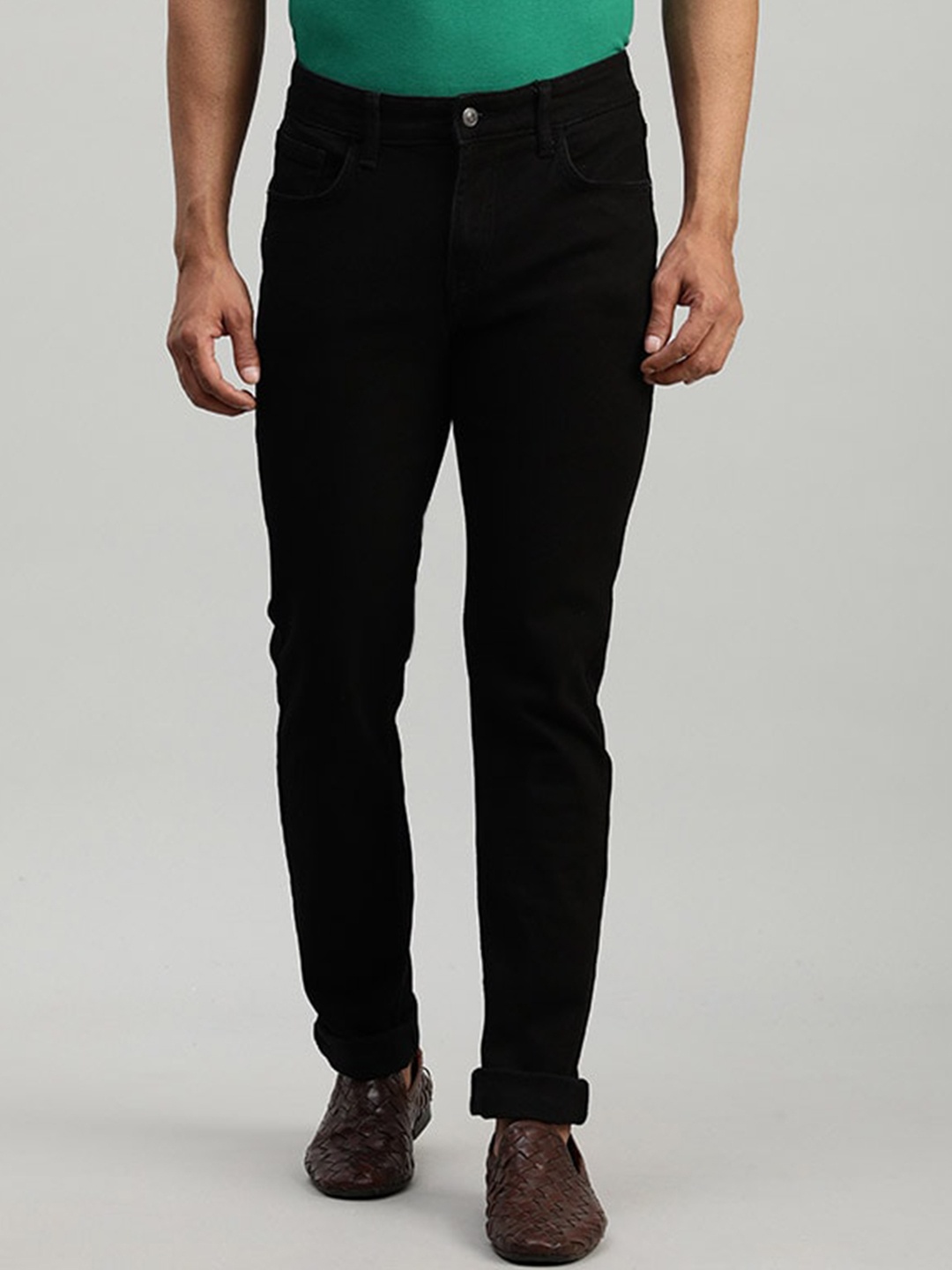 

Indian Terrain Men Brooklyn Mid-Rise Pure Cotton Jeans, Black