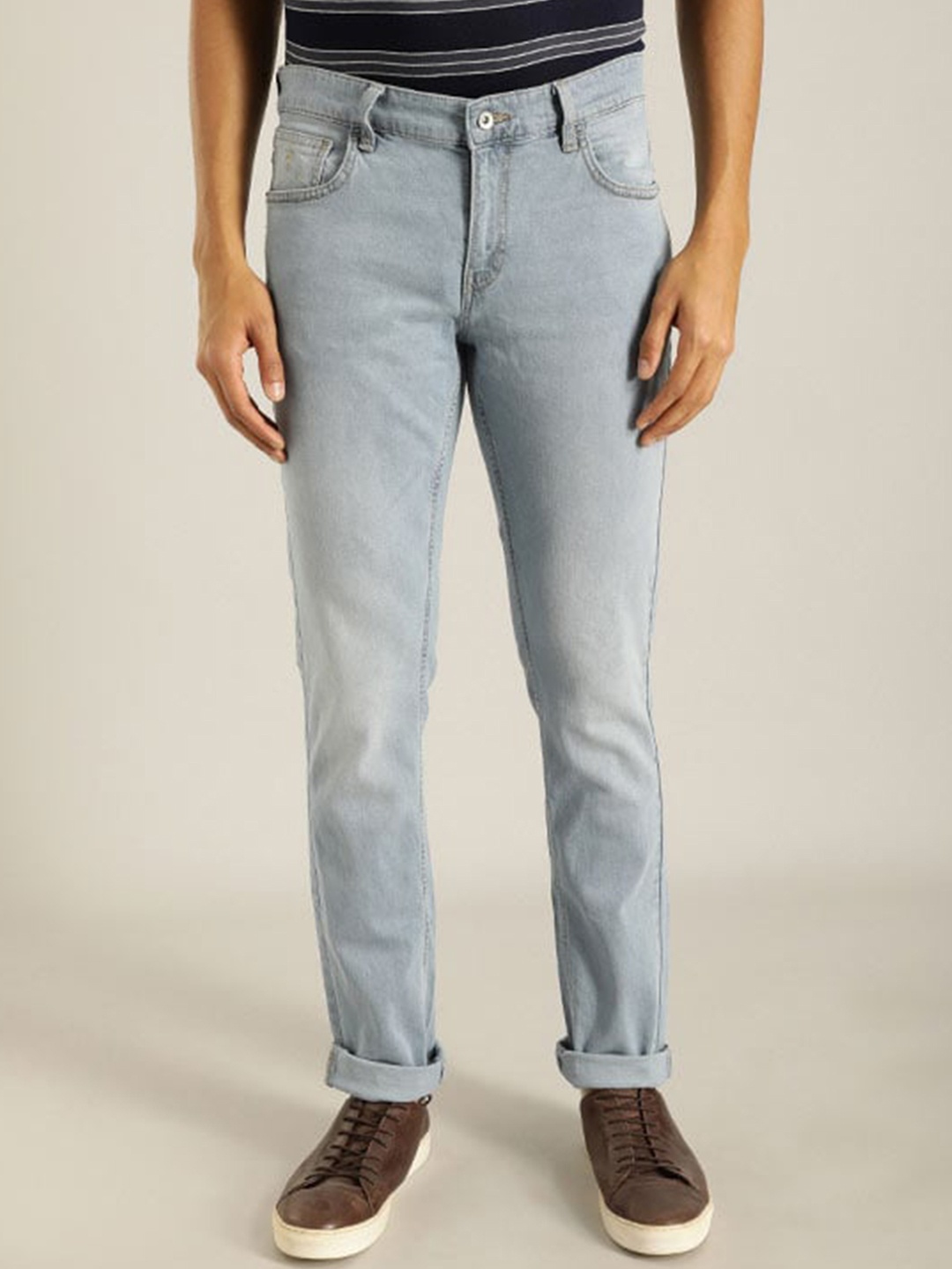 

Indian Terrain Men Brooklyn Light Fade Pure Cotton Jeans, Blue