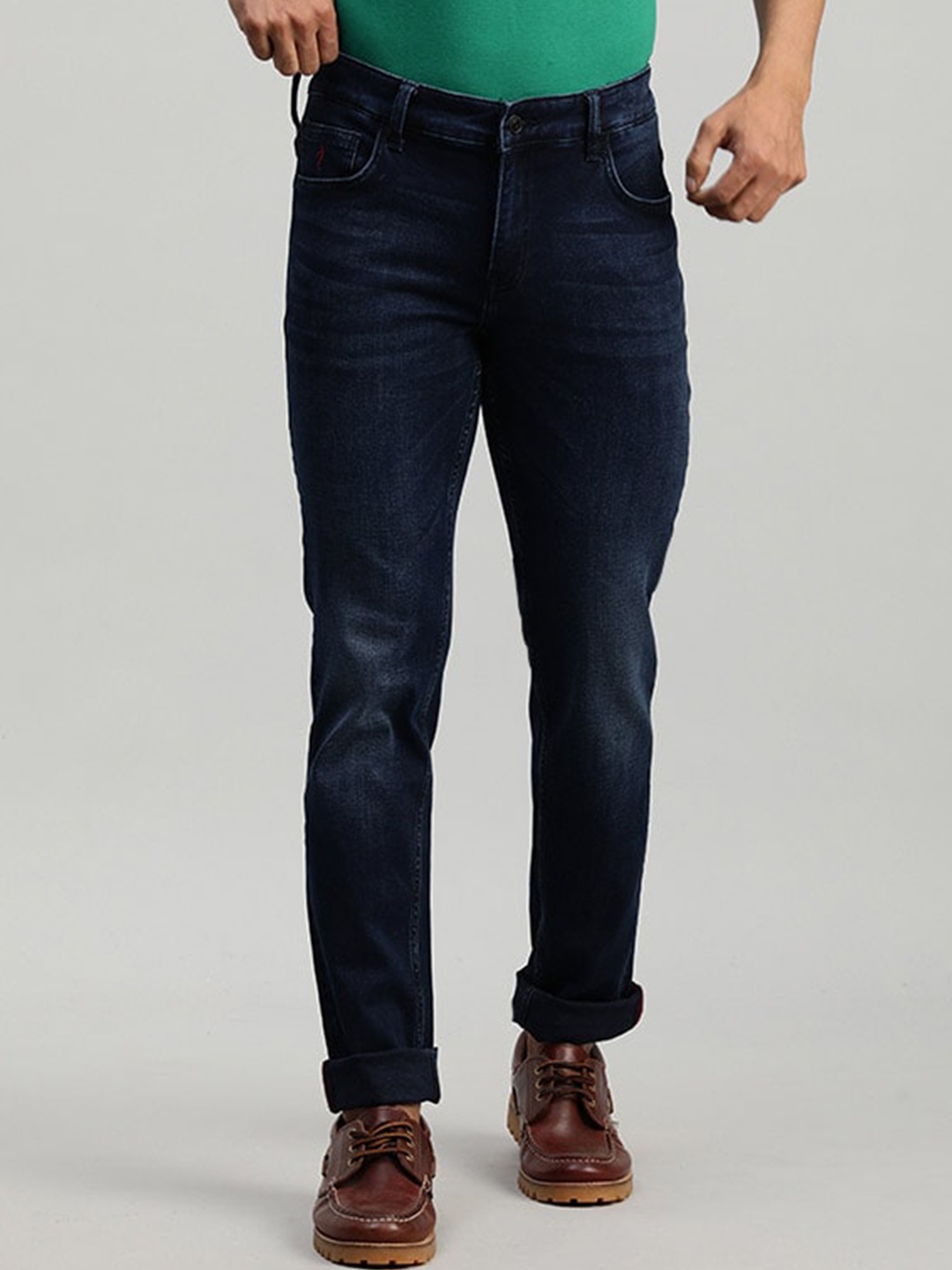 

Indian Terrain Men Brooklyn Mid-Rise Light Fade Pure Cotton Jeans, Blue